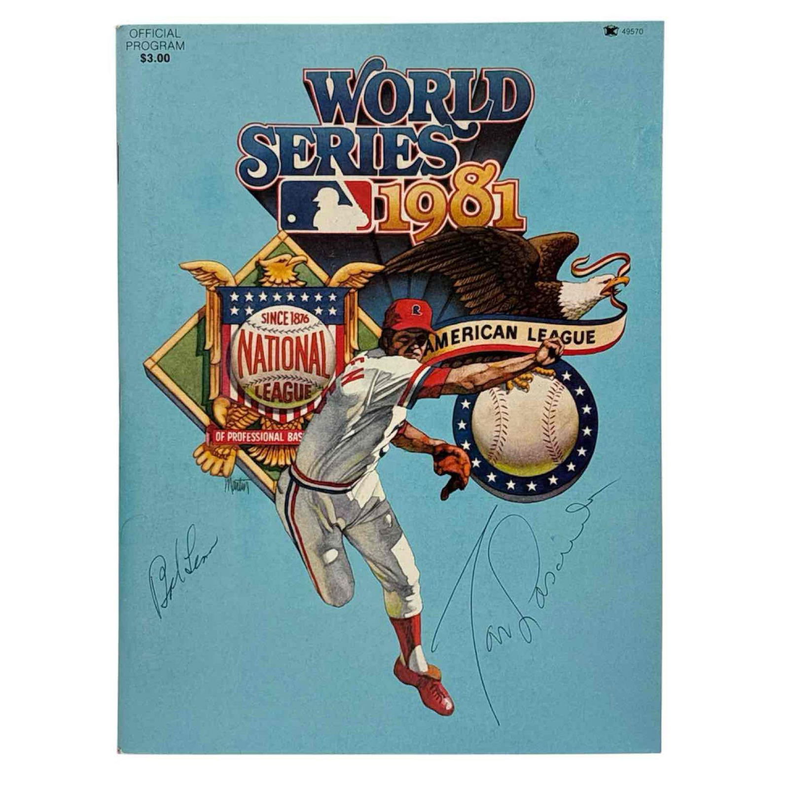 Tom Lasorda and Bob Lemon Autographed 1981 World Series Program (1 of 7)