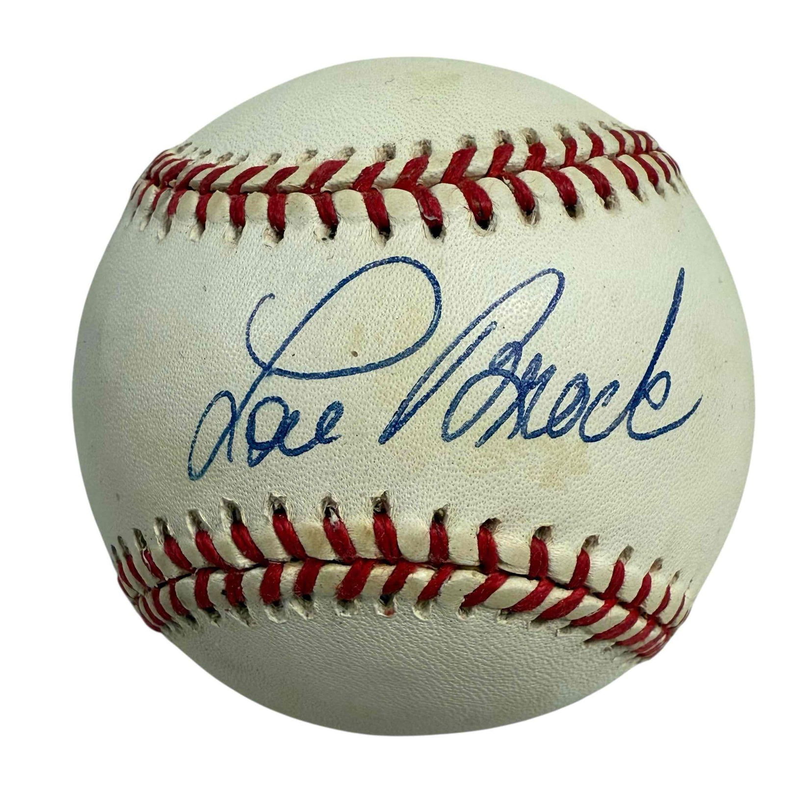 Lou Brock Autographed Baseball JSA St Louis Cardinals: Official Leonard Coleman baseball signed on the sweet spot in blue pen by the HOF speedster. Clean signature on a lightly tones baseball. JSA certified.