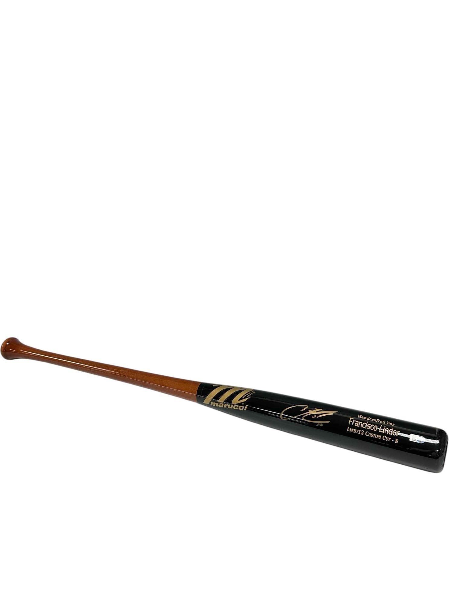 Amazing Francisco Lindor Signed Bat Topps Authentics 2018: You want a high end beauty for your collection? Here it is! Lindor is on track to be a 400 HR and 300 SB short stop, among other HOF worthy numbers. You can find his memorabilia and autographs, but th