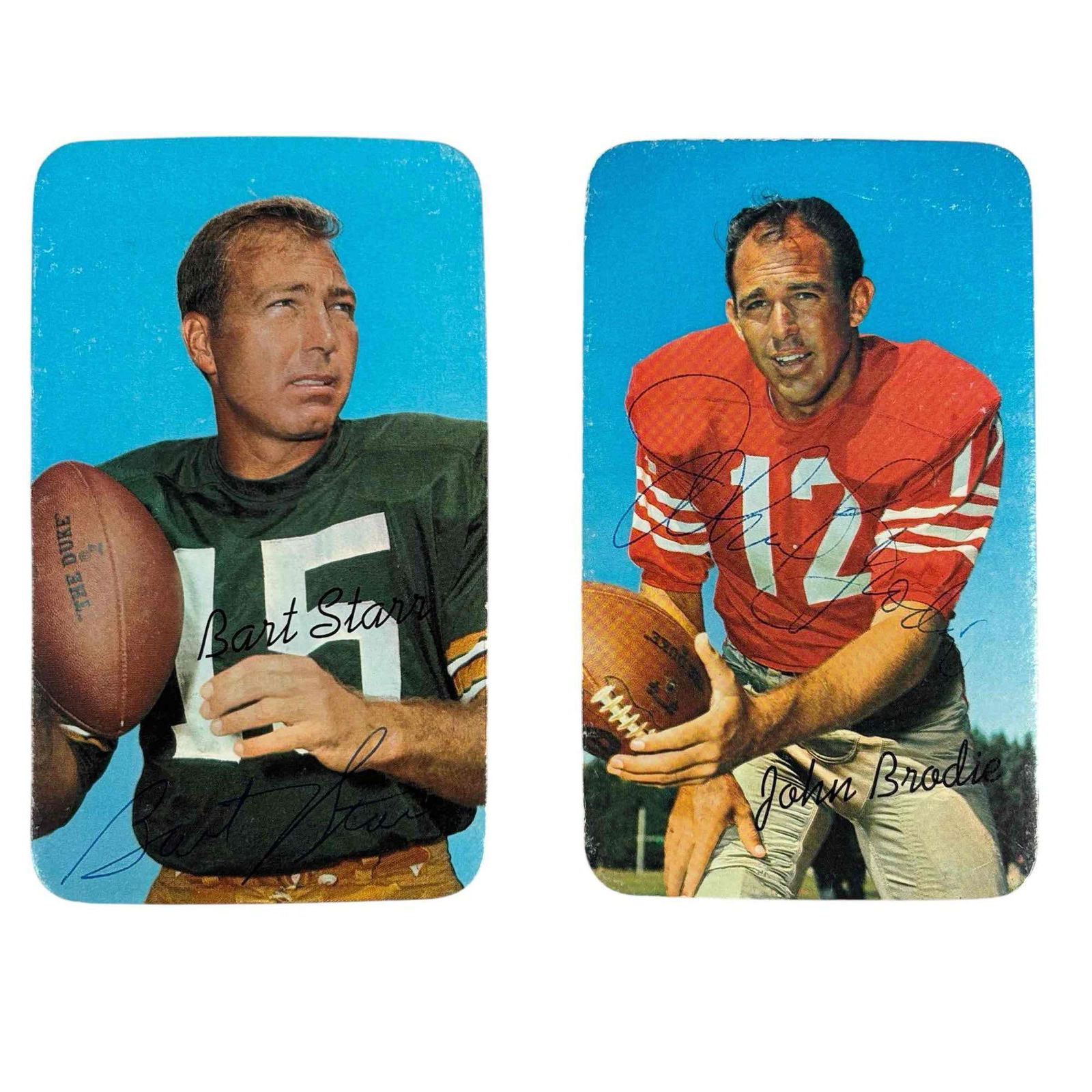 1970 Topps Football Super Bart Starr and John Brodie Autographed Cards (1 of 7)