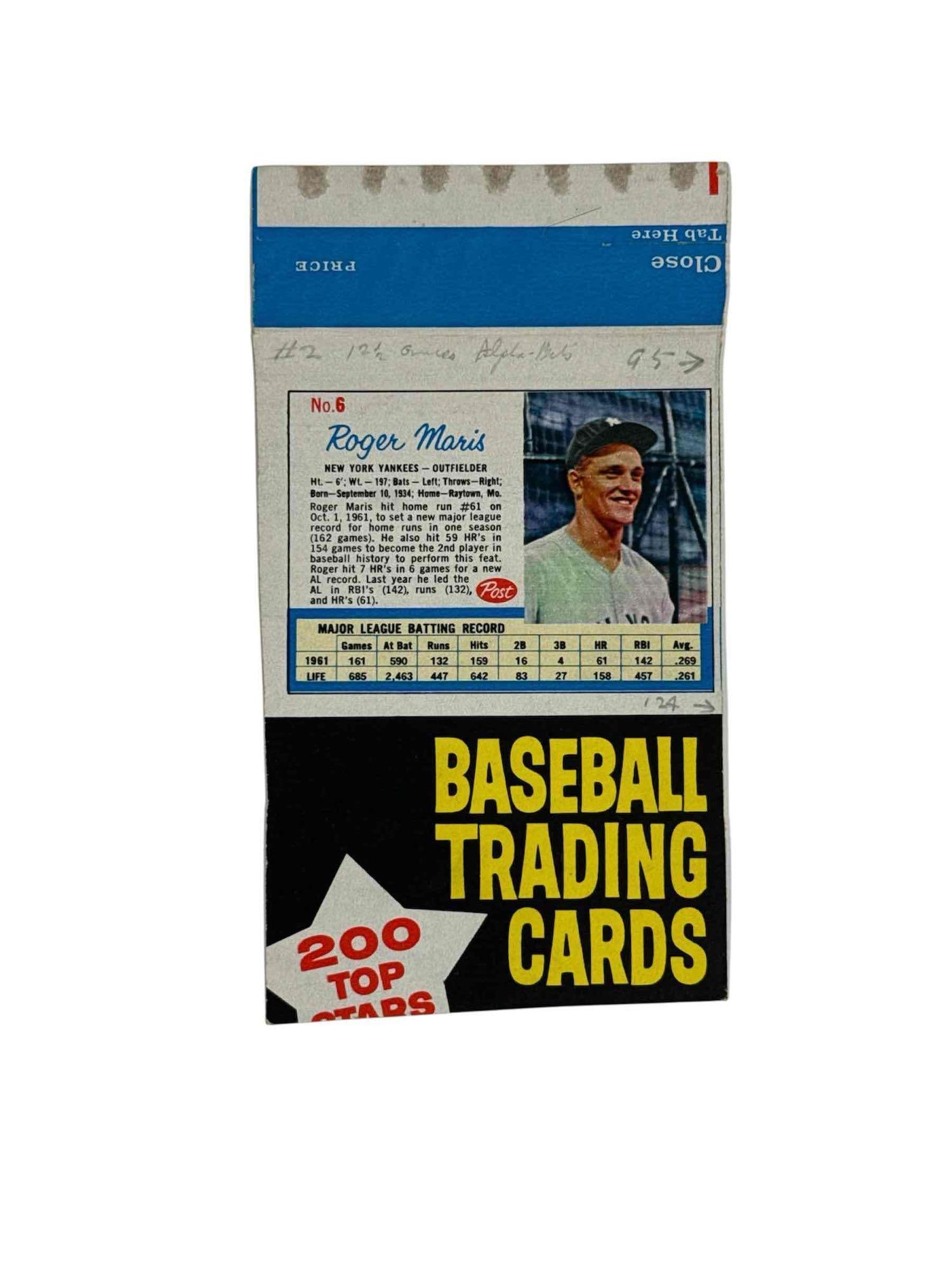 RARE 1962 Post Cereal Box Roger Maris Panel (1 of 10)