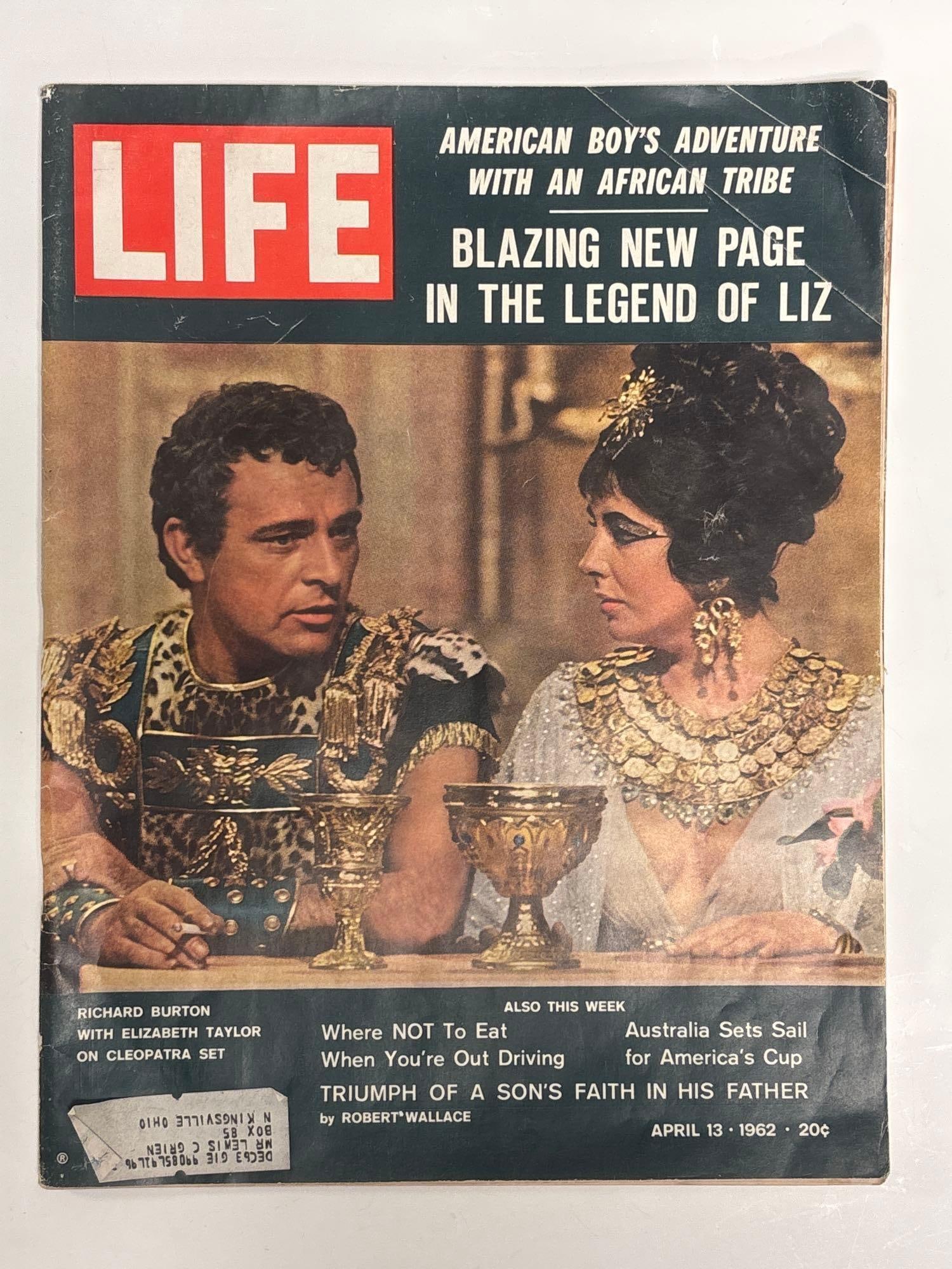 1962 Life Magazine w/ Mickey Mantle and Roger Maris Post Cereal Cards: April 13, 1962 Life Magazine featuring Liz Taylor and Richard Burton on the cover. Popular magazine for sports collectors because of the Mickey Mantle and Roger Maris inserts! Cards are attached and i