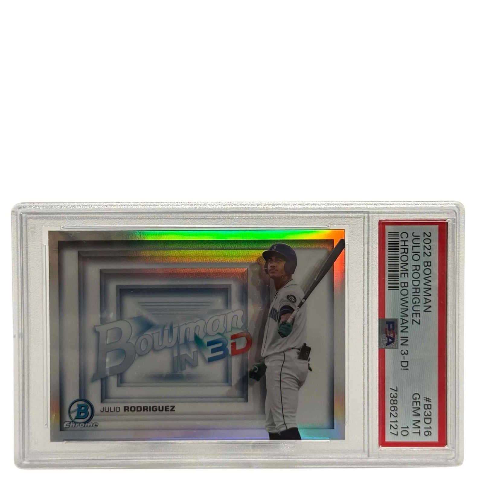2022 Bowman Chrome IN 3-D Julio Rodriguez PSA GEM MINT 10 (1 of 9)
