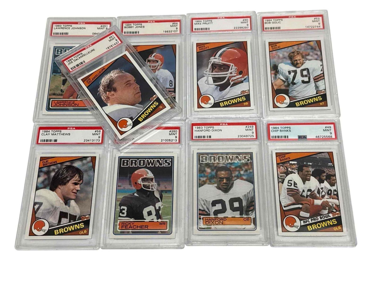 1983 and 1984 Cleveland Browns PSA 9 Graded Cards (1 of 5)