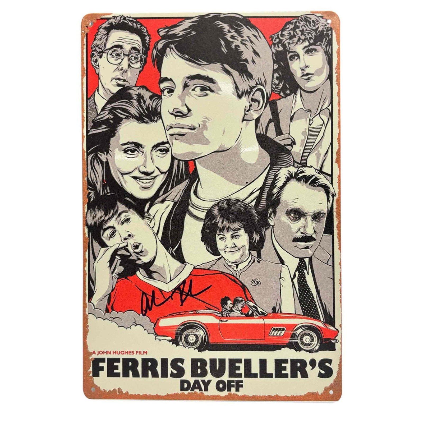 Alan Ruck Autographed Ferris Bueller's Day Off Metal Sign JSA: Nearly 8x12 metal sign made in the fashion of a movie poster. Black marker signature by the famous actor. JSA certified.