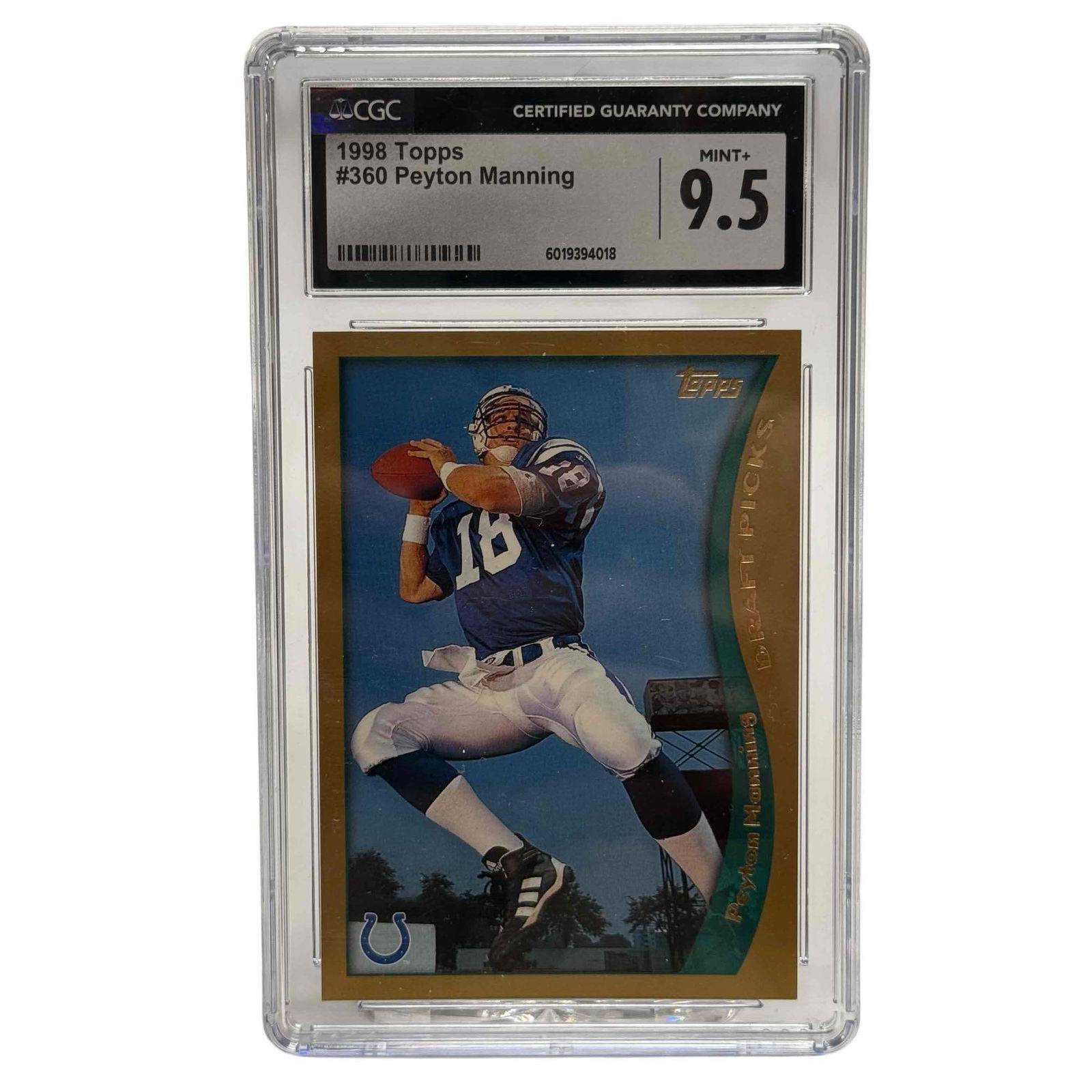 1998 Topps #360 Peyton Manning Rookie Card CGC 9.5 MINT+ (1 of 5)