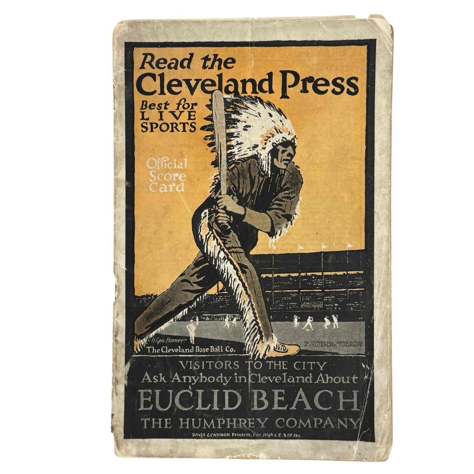 1922 New York Yankees @ Cleveland Indians Program Babe Ruth RBI (1 of 19)