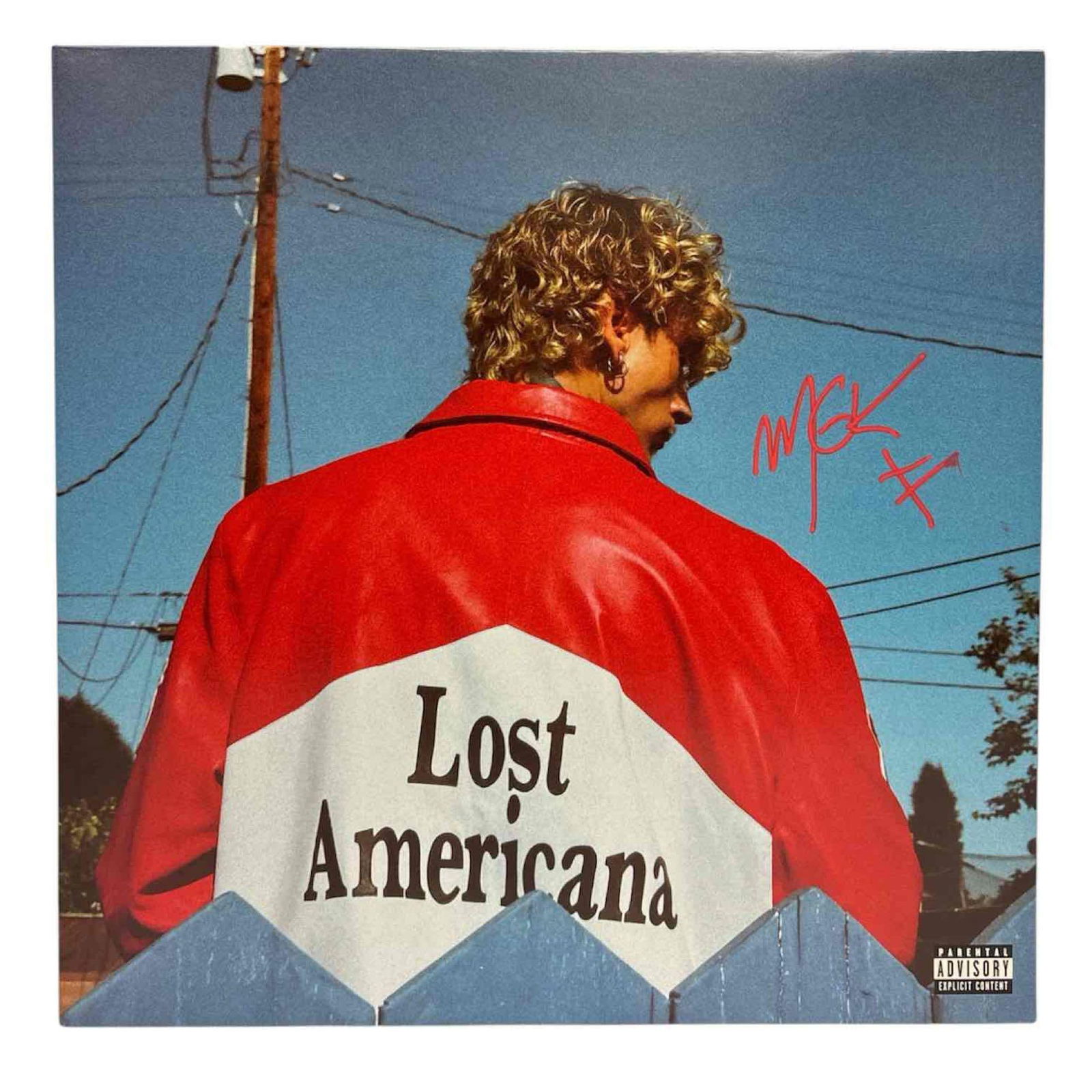 Machine Gun Kelly MGK Autographed Lost Americana Album Cover JSA: A promotional item as sold during the release of the album at select record stores. Red signature by the musician who got his start in Cleveland. Slight smudge in the autograph. JSA certified.