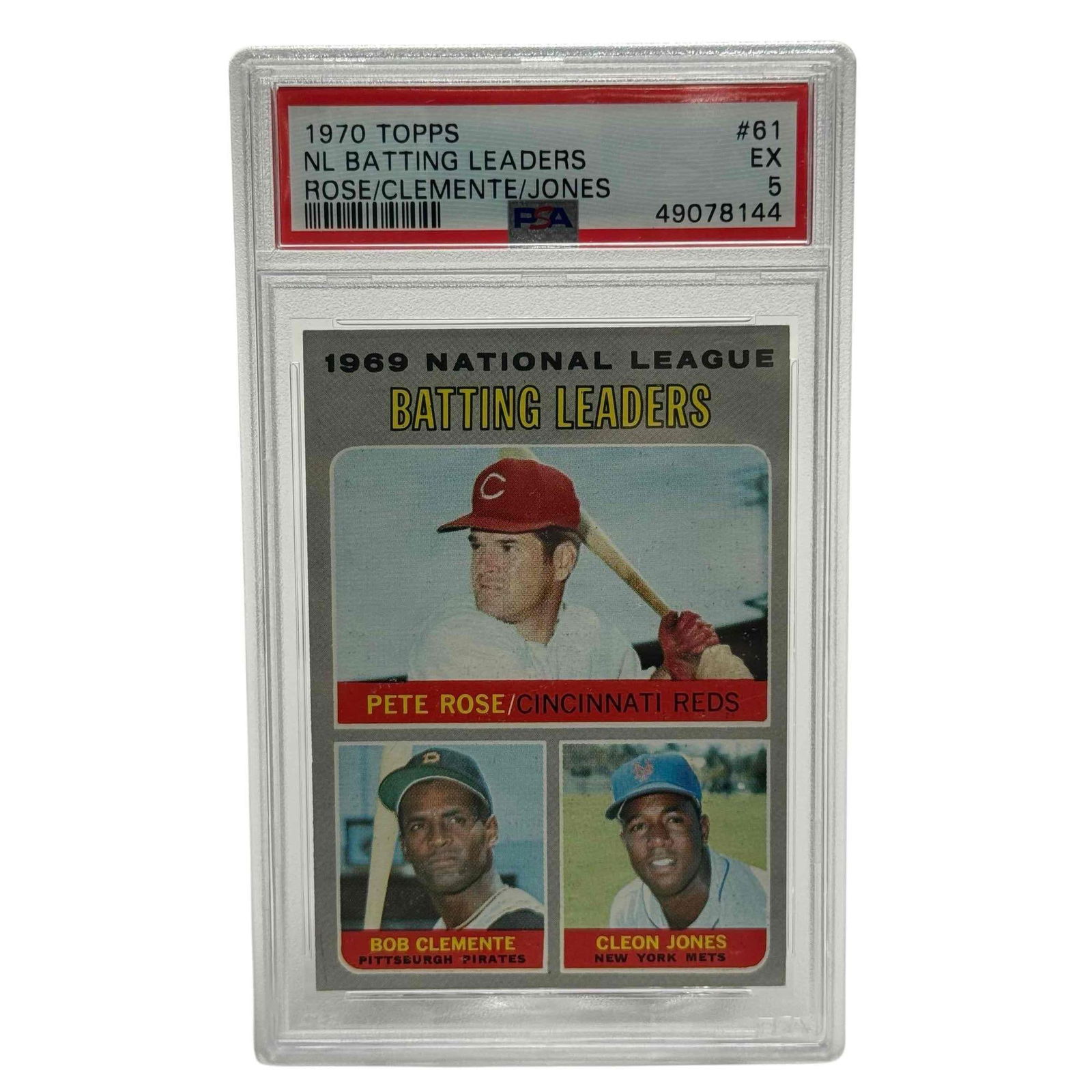 1970 Topps #61 NL Batting Leaders Rose, Clemente, Jones PSA 5 (1 of 8)