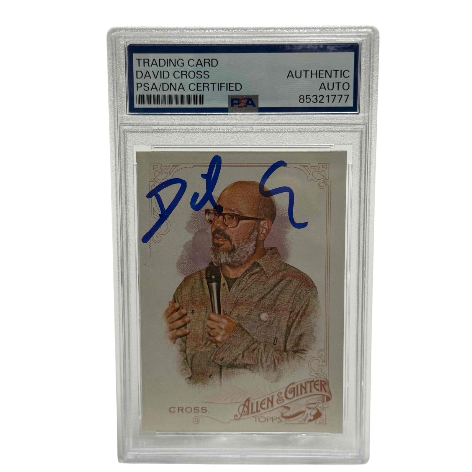 2015 Allen & Ginter #57 David Cross Signed Card PSA: PSA encapsulated card from the actor issue. Blue marker signature by the popular comedian and actor.