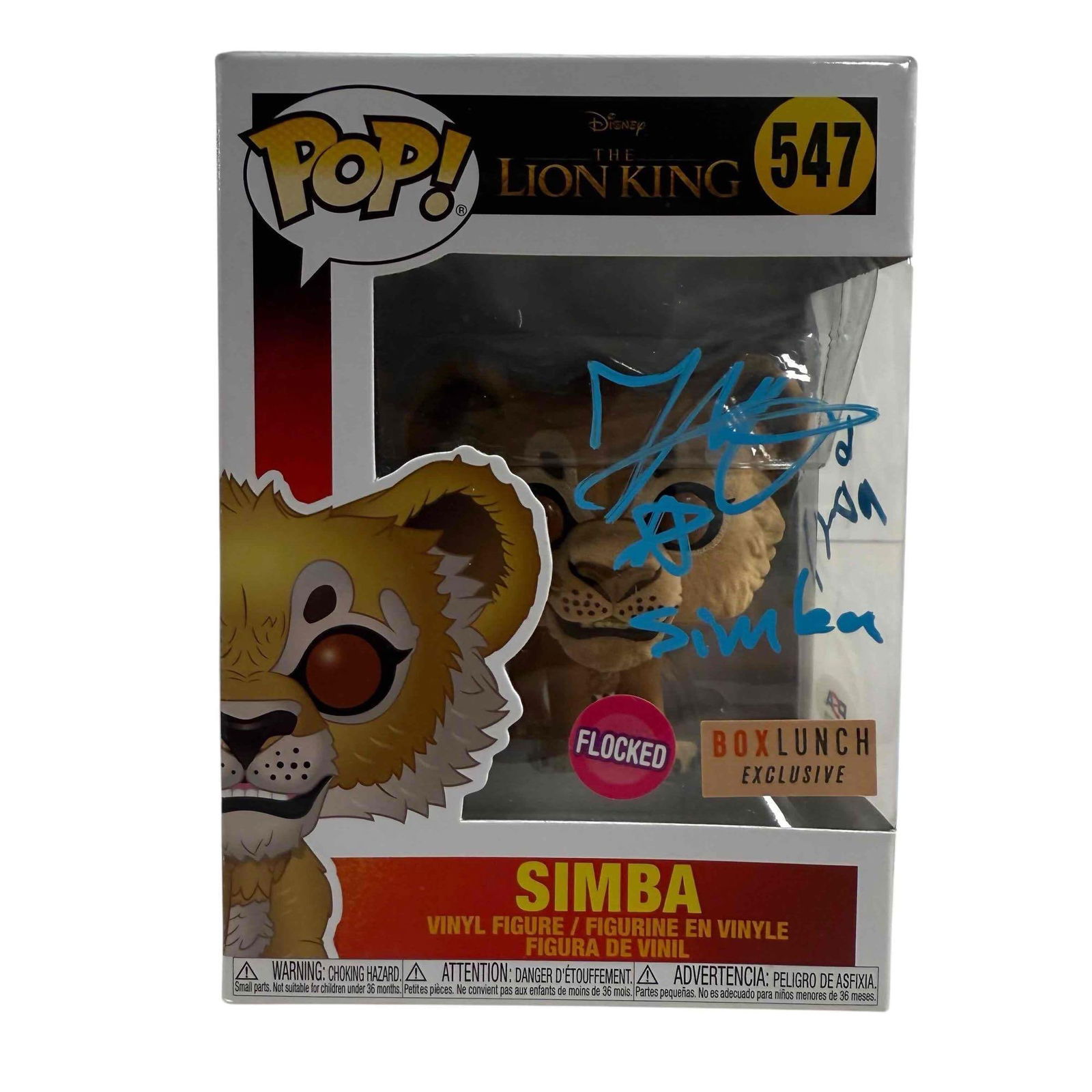 Jeffrey Katzenberg Autographed Simba Funko Pop! PSA: Funko Pop! #547 featuring Simba from the Lion King. Blue signature on the window by the infamous Producer, CEO and executive in various roles with Disney and Dreamworks. PSA/DNA certified.