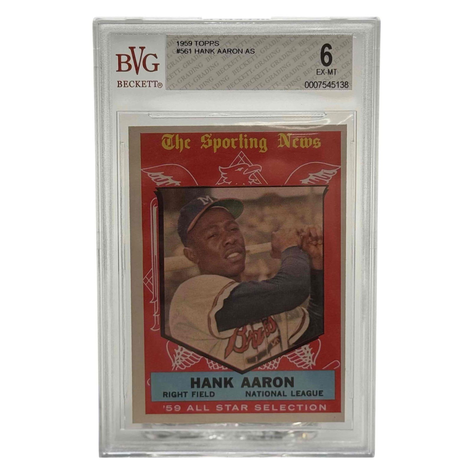 1959 Topps #561 Hank Aaron All Star BVG 6 Braves (1 of 7)