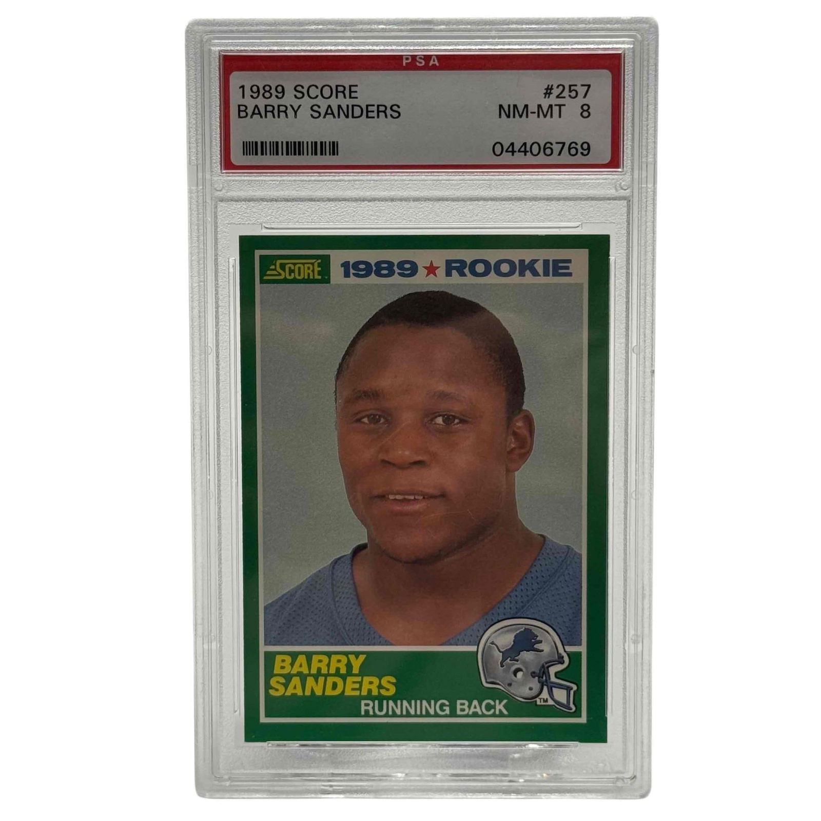 1989 Score #257 Barry Sanders Rookie Card PSA 8 Detroit Lions (1 of 7)