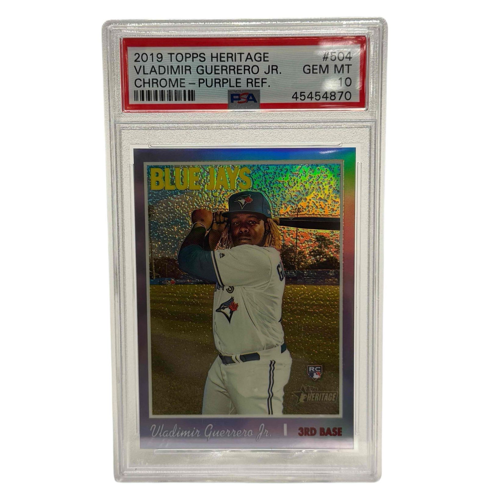 2019 Topps Heritage Chrome Vladimir Guerrero Jr. Purple Refractor PSA 10 (1 of 9)