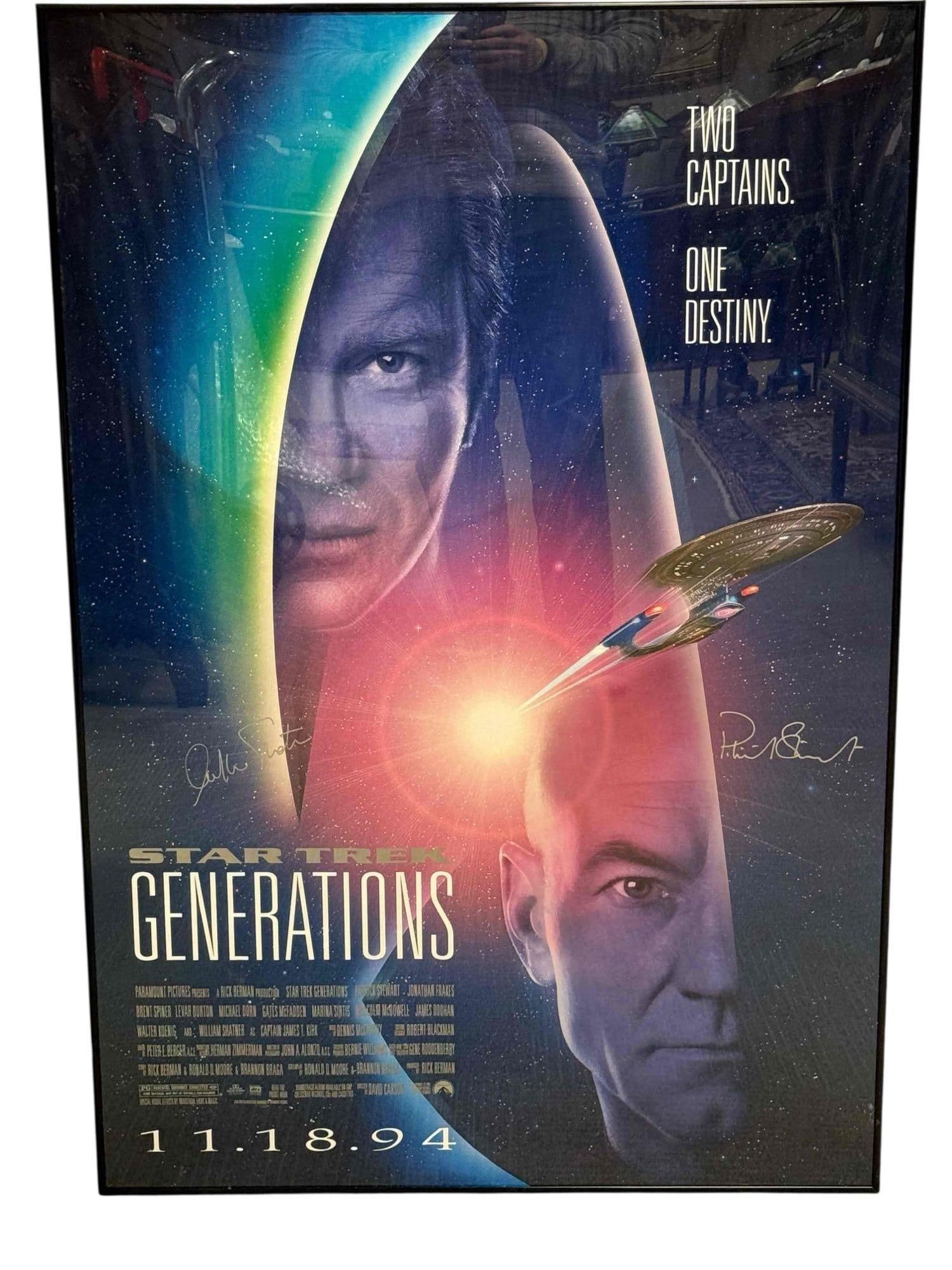 William Shatner and Patrick Stewart Signed Star Trek Generations Poster (1 of 14)