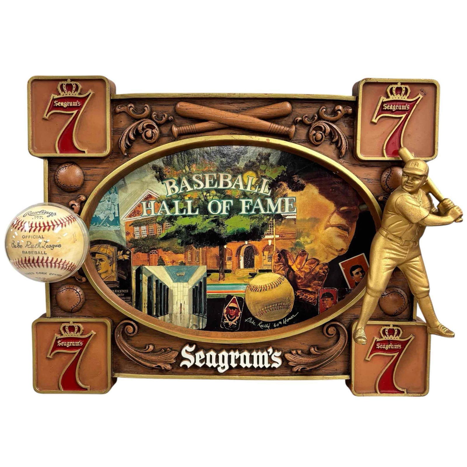 Unique Seagram's Babe Ruth Baseball HOF Advertising (1 of 7)