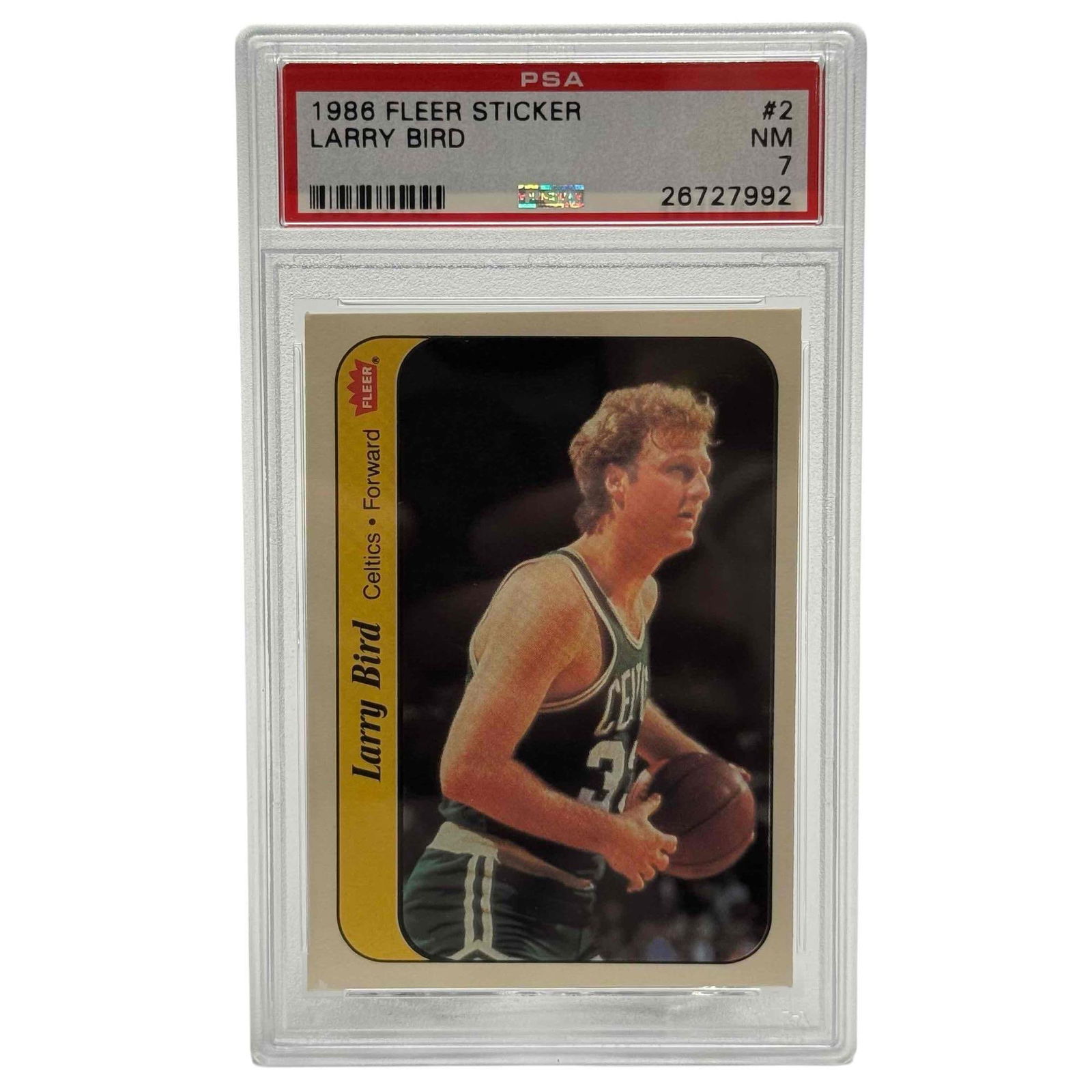 1986 Fleer Basketball Sticker #2 Larry Bird PSA 7 Boston Celtics (1 of 9)