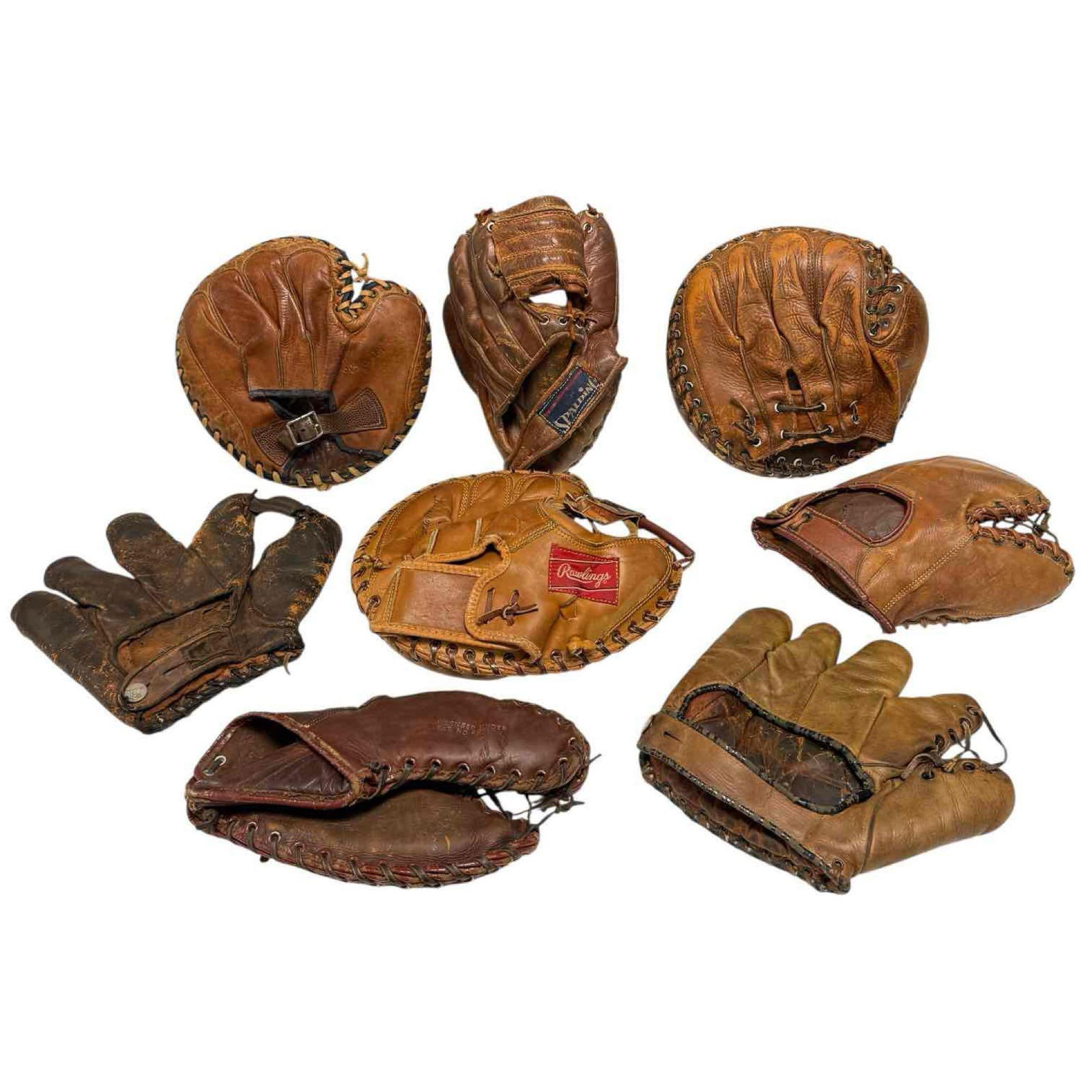 Collection of Vintage Baseball Gloves w/ Red Ruffing (1 of 20)