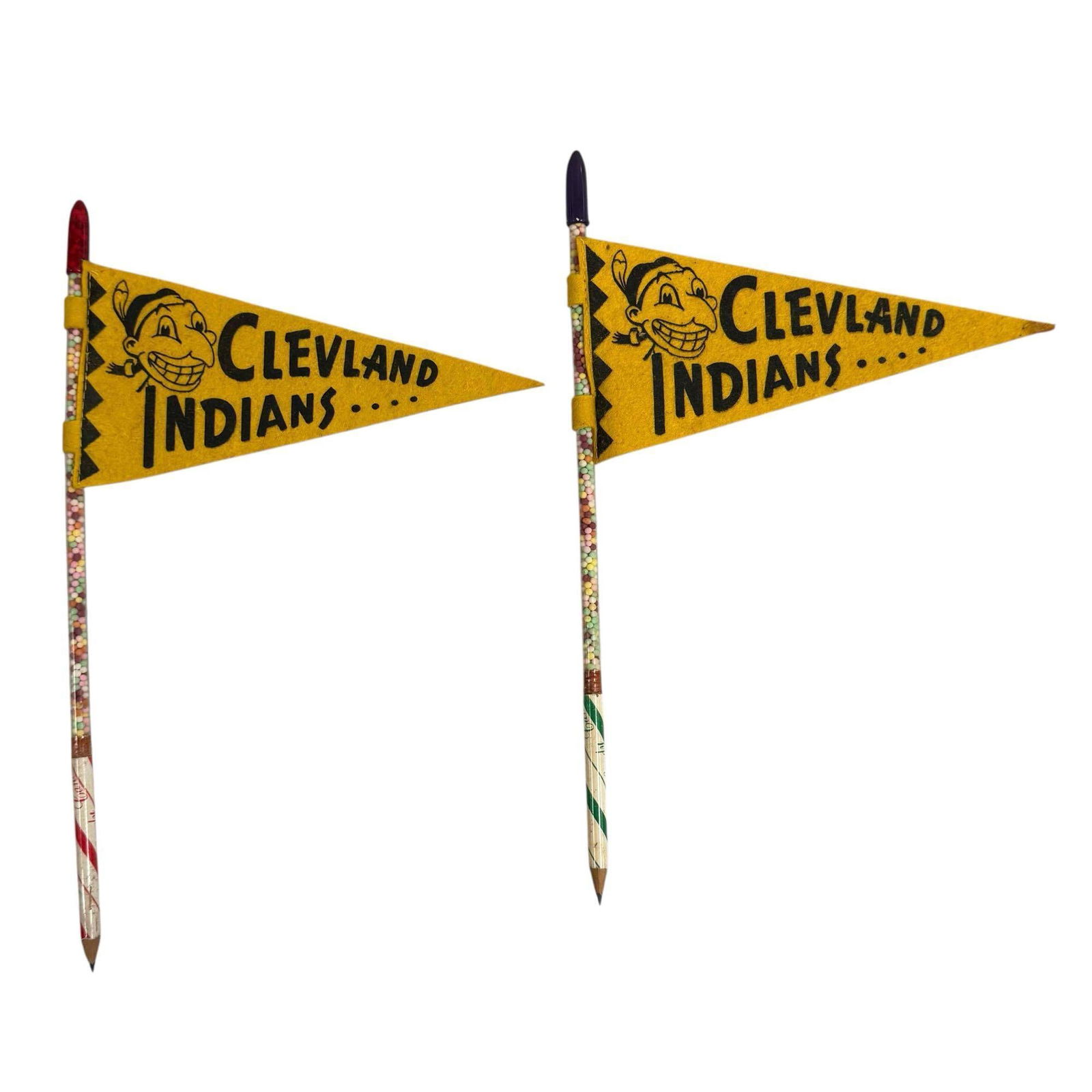 (2) Vintage Cleveland Indians Candy Pencil Pennants (1 of 16)
