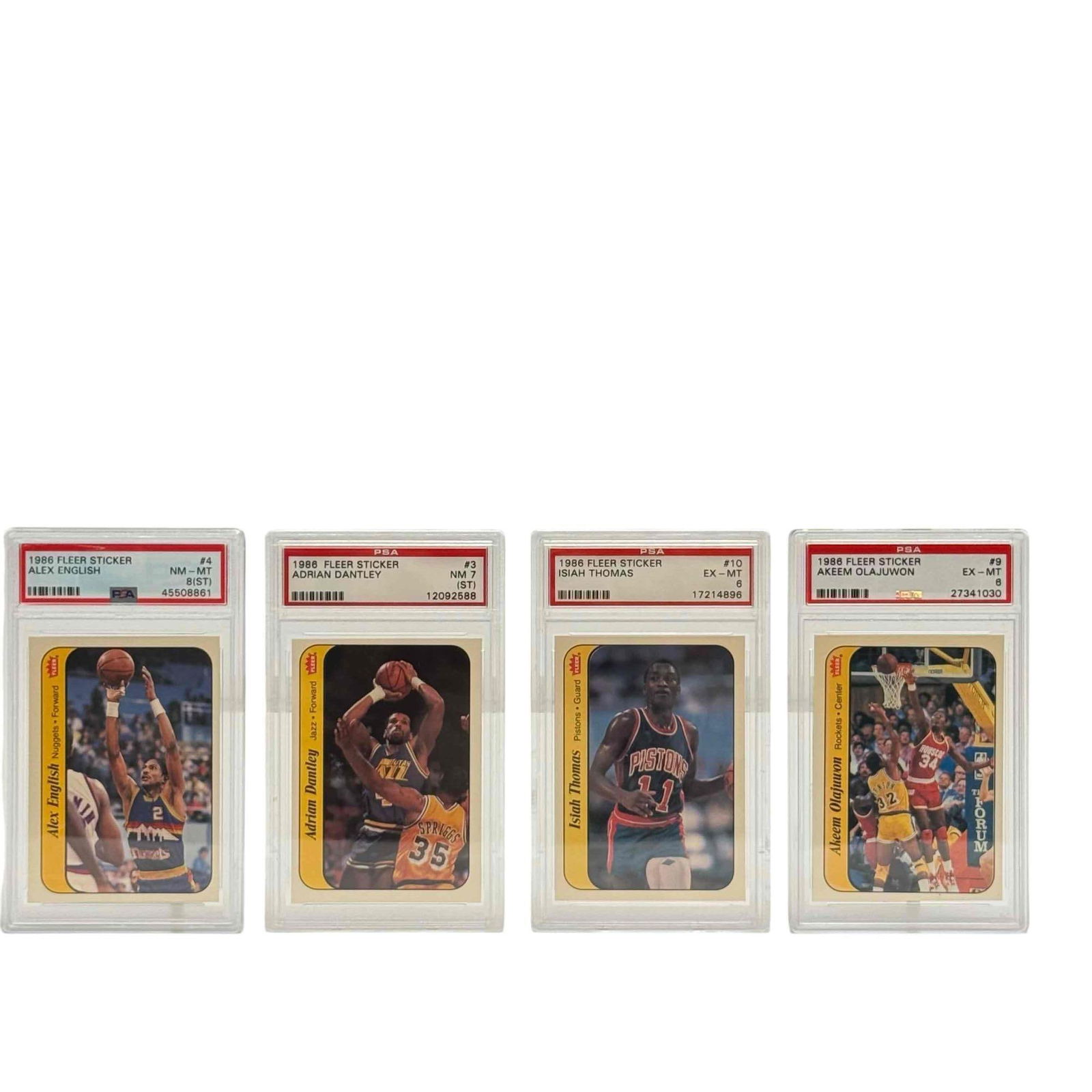 1986 Fleer Basketball PSA Graded Cards Isiah, Akeem, Dantley, English (1 of 11)