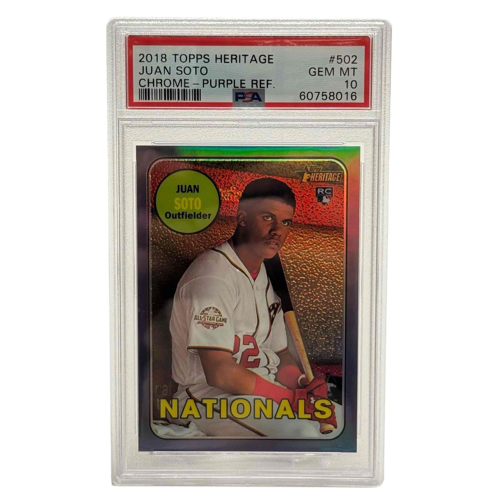 2018 Topps Heritage Chrome Purple Refractor Juan Soto PSA 10 Rookie (1 of 8)