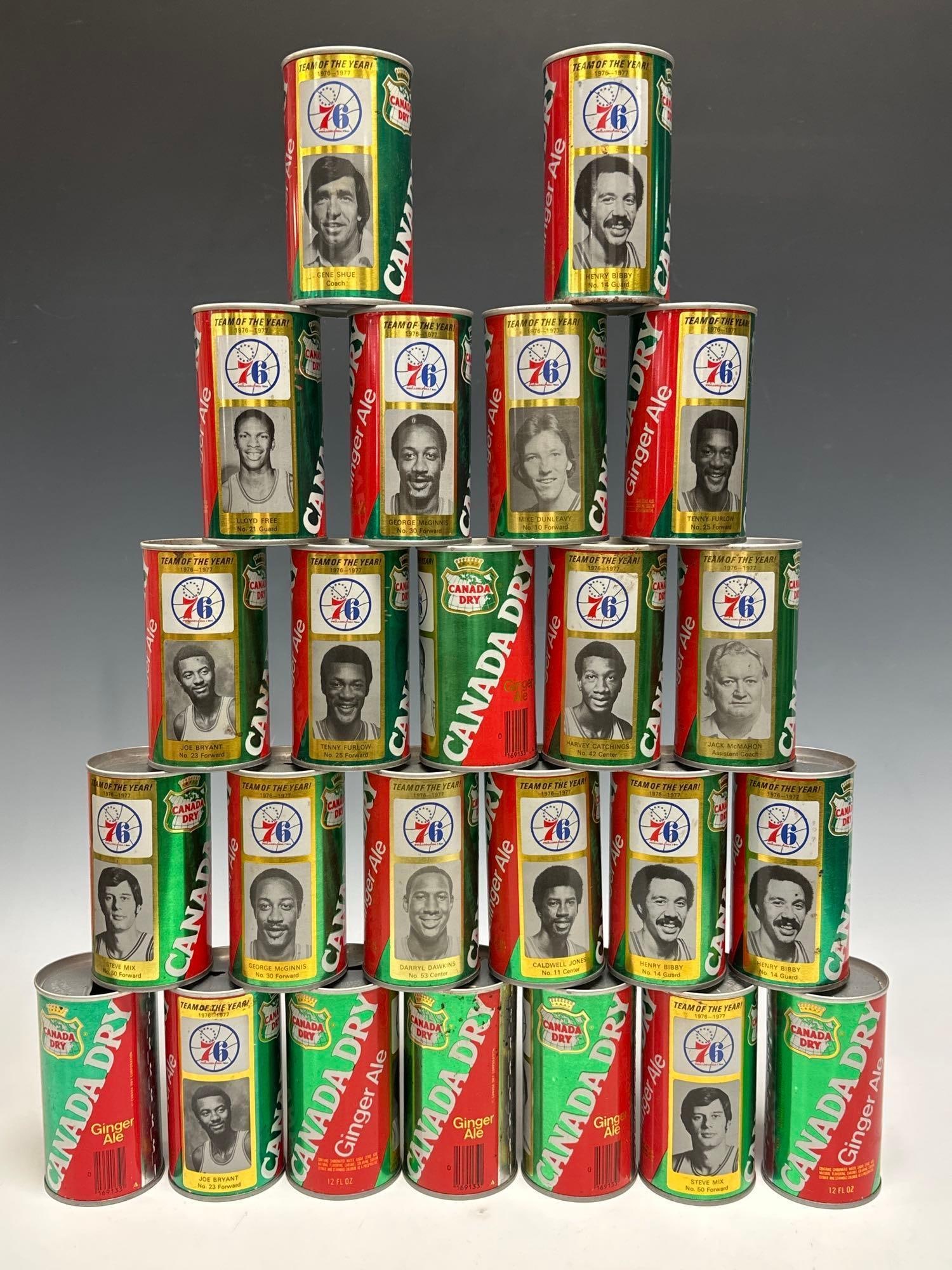 1970's Philadelphia 76ers Canada Dry Cans with (2) Dr. J - (24) Total: Large amount of the popular collectible. Most are in very good condition, especially considering age..
