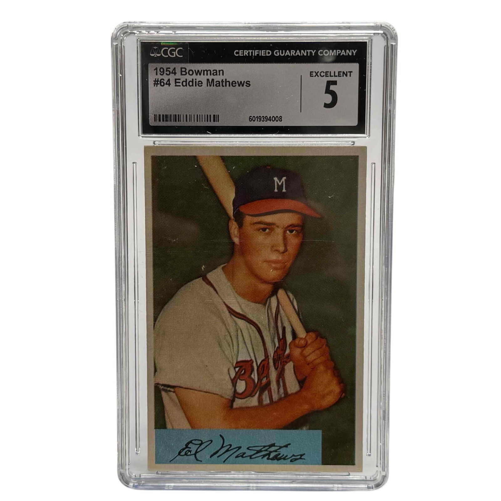 1954 Bowman #64 Eddie Mathews CGC 5 EX (1 of 8)