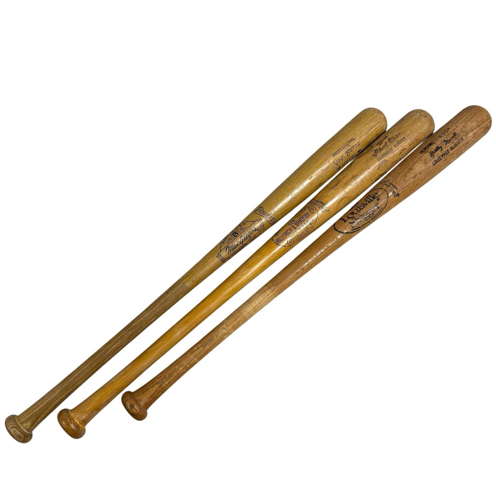 Mickey Mantle, Hank Aaron and Yogi Berra Store Model Bats (1 of 16)