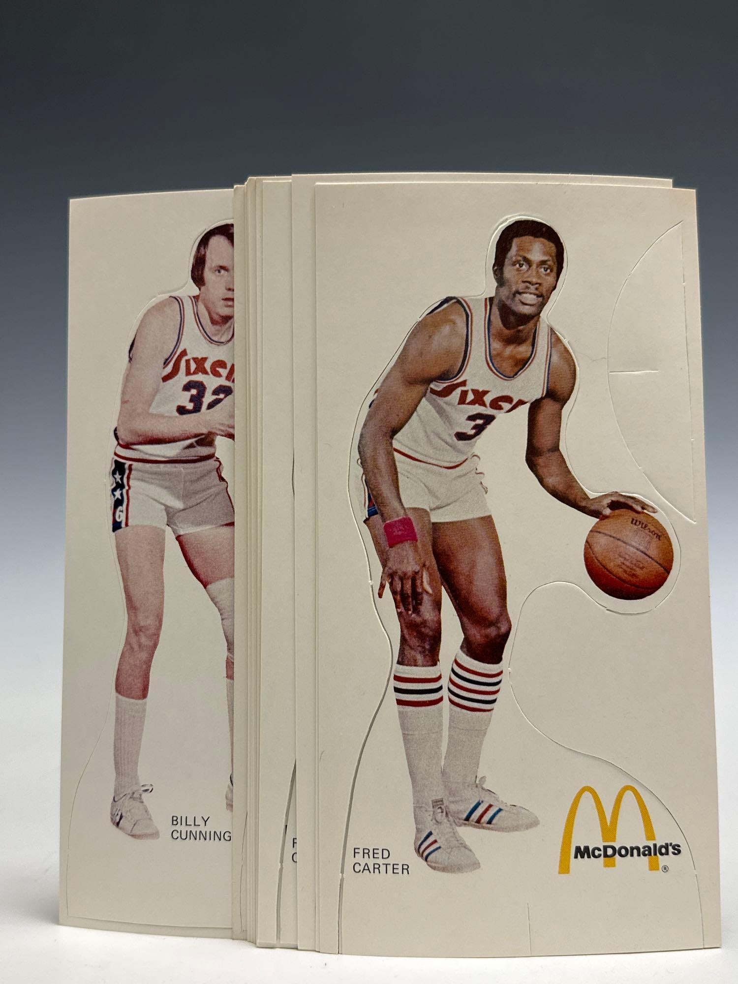 1975 McDonalds Philadelphia 76ers Stand-Ups Billy Cunningham(3) and Fred Carter (11): Tough items to find in decent condition. These are pretty nice with some perferation seperation.