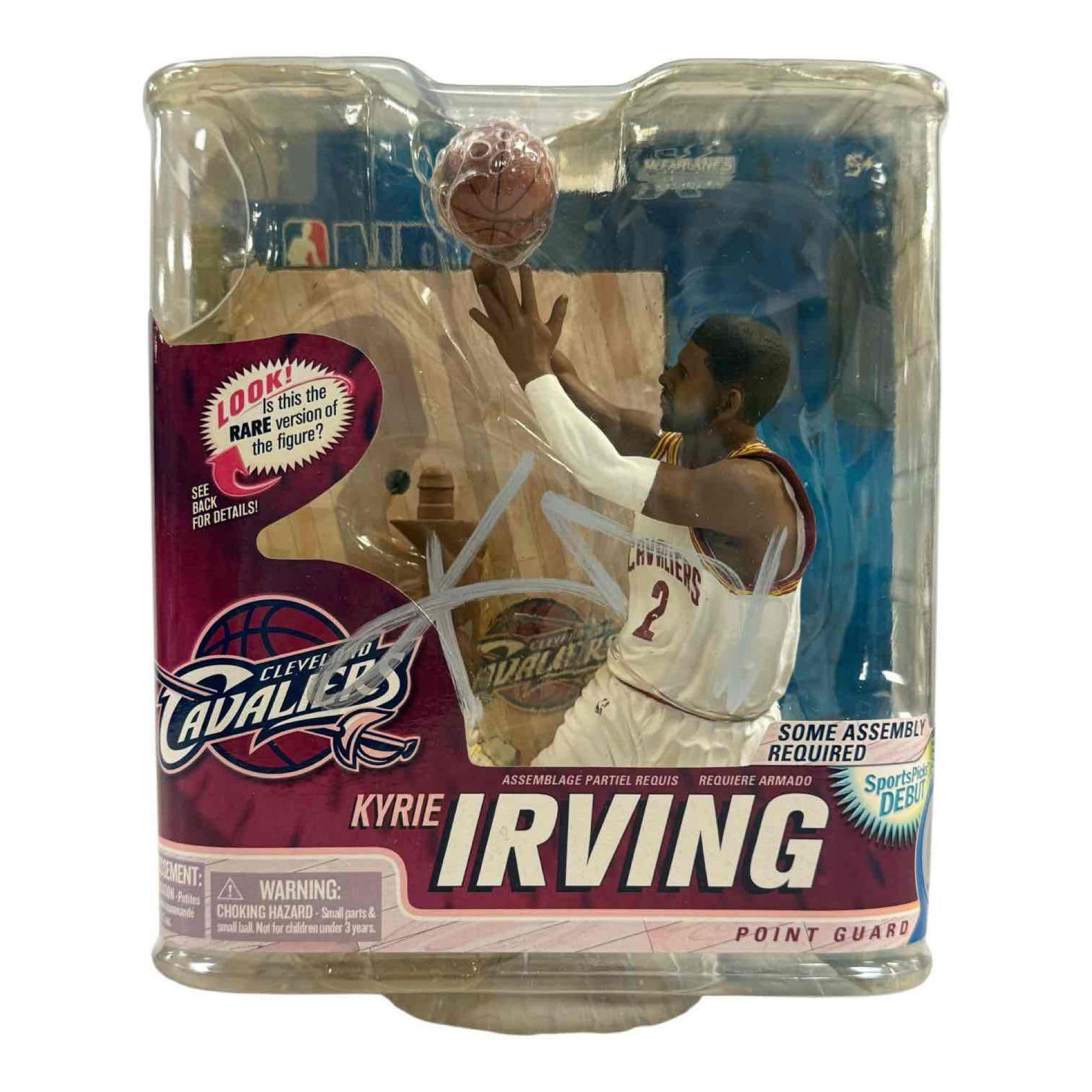 Kyrie Irving Signed RARE Cleveland Cavs McFarlane Series 22 Packaging White Jersey: McFarlane limited edition #474/500 figure. Unopened figure is signed on the front packaging in silver. Very cool item for the Cleveland fan! JSA certified.