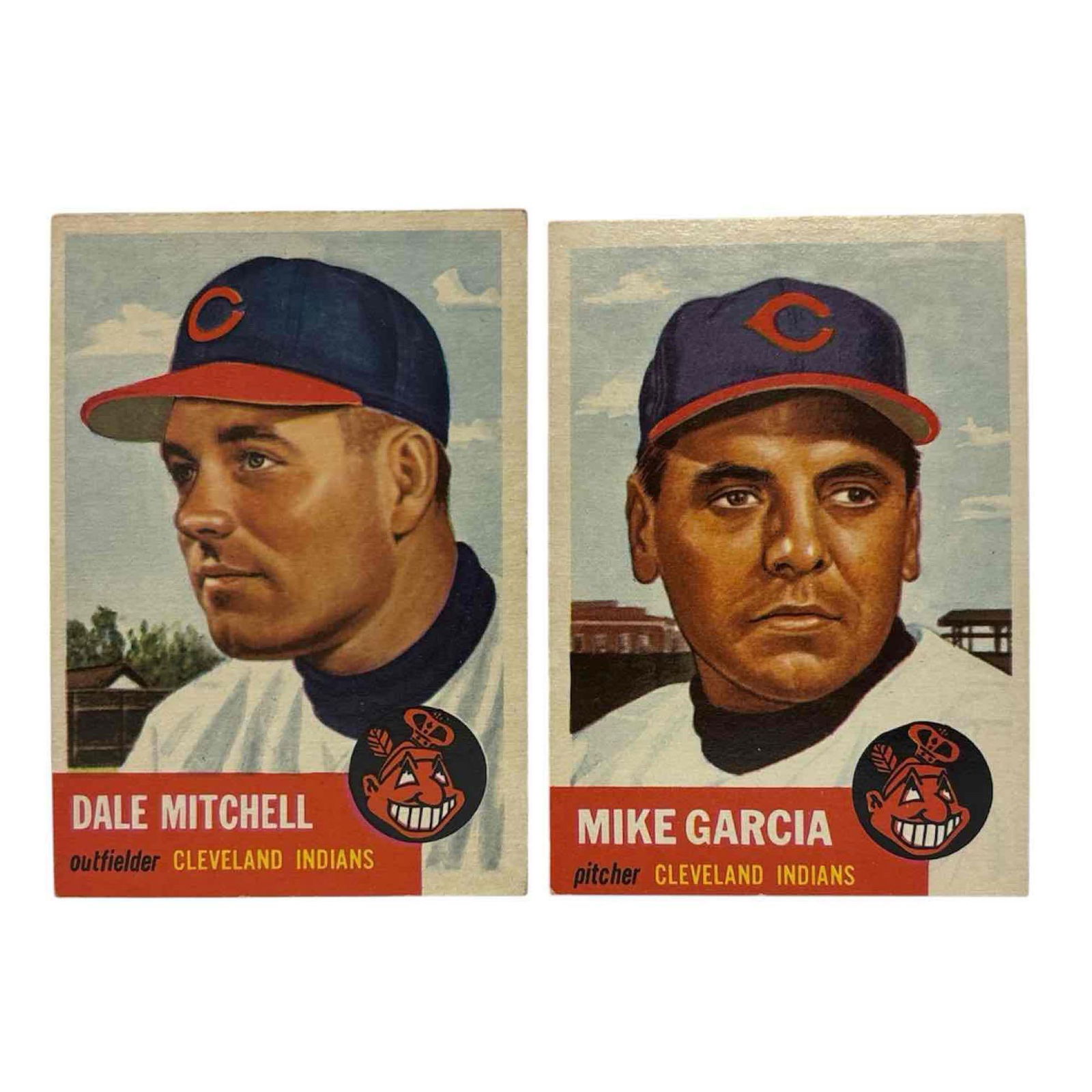 1953 Topps Dale Mitchell and Mike Garcia Cleveland Indians (1 of 7)