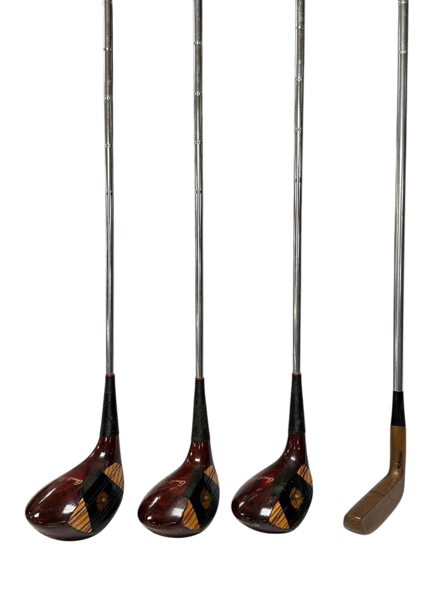 Vintage Arnold Palmer PG Gold Clubs Wood 1,3,5 + Putter (1 of 20)