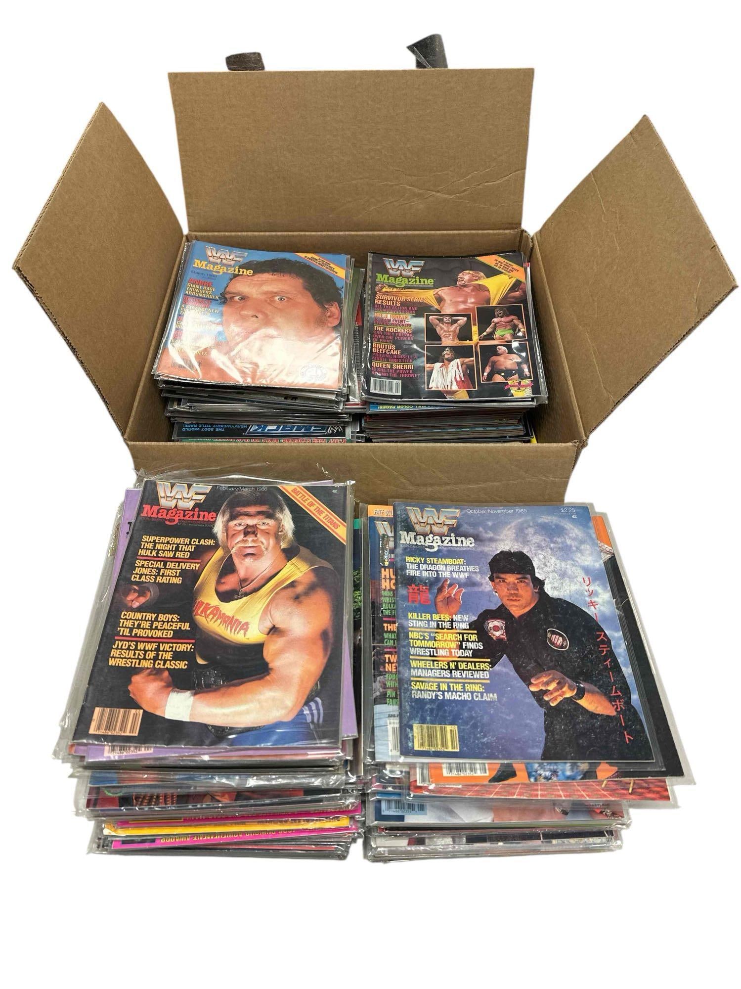 WWF and WWE 1980's to Wrestling Magazines 130+: Large collection of vintage 1980's through the 2000's WWF and WWE magazines. Well over 130 total. In good used condition, see photos.