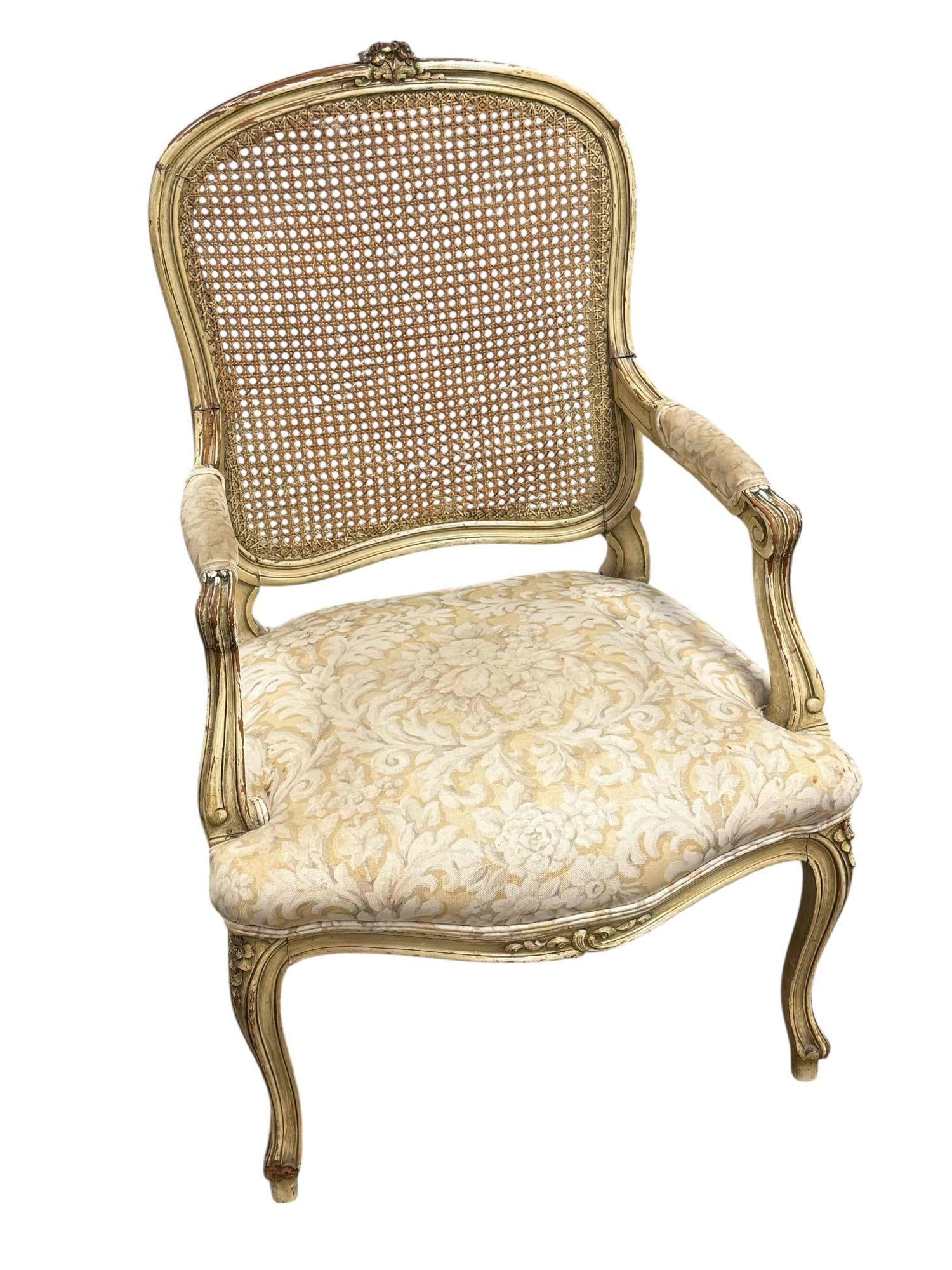 A Fine Louis XV Painted Country French Fireside Arm Chair (1 of 20)