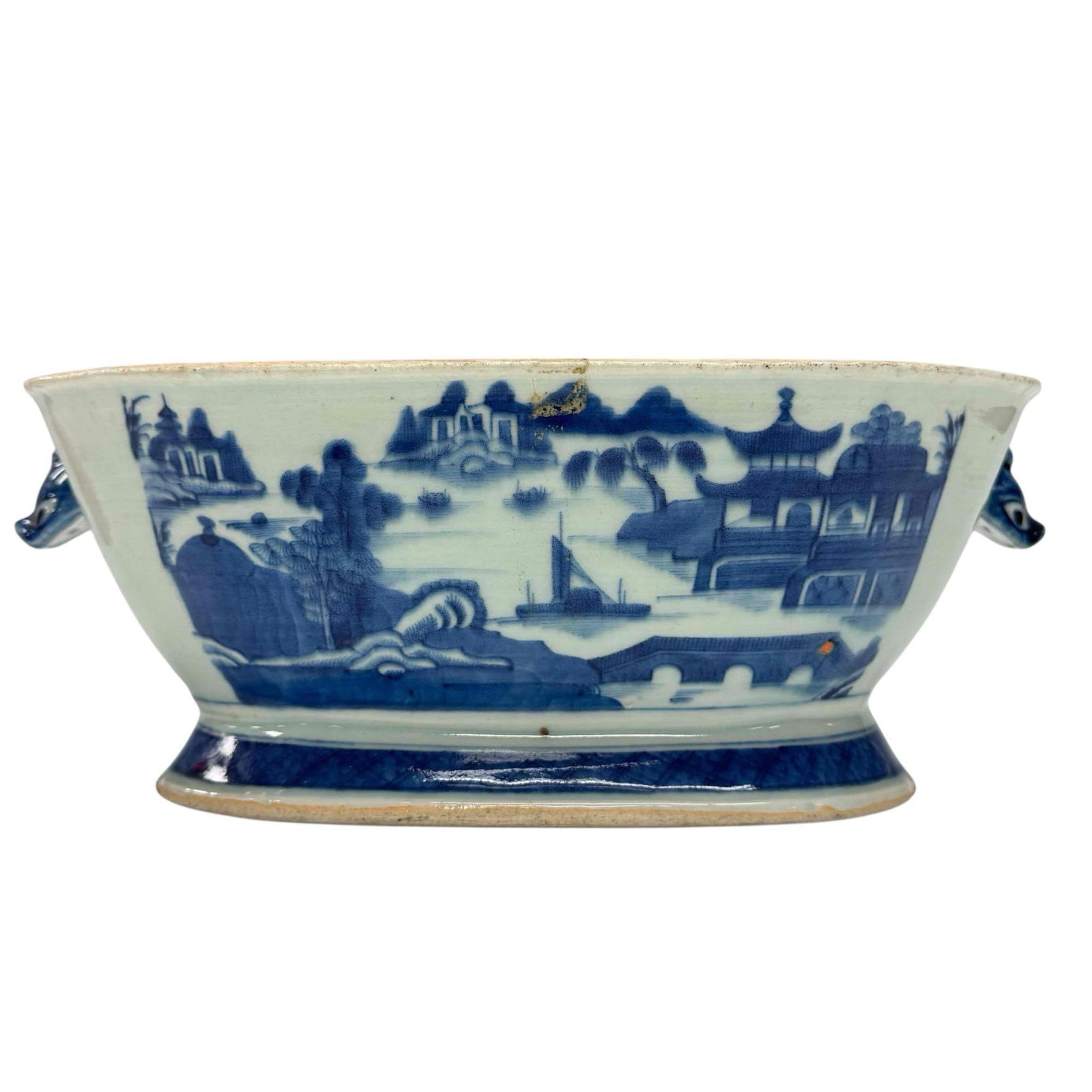 18/19th Century Canton Blue Chinese Export Porcelain Cache Pot (1 of 18)
