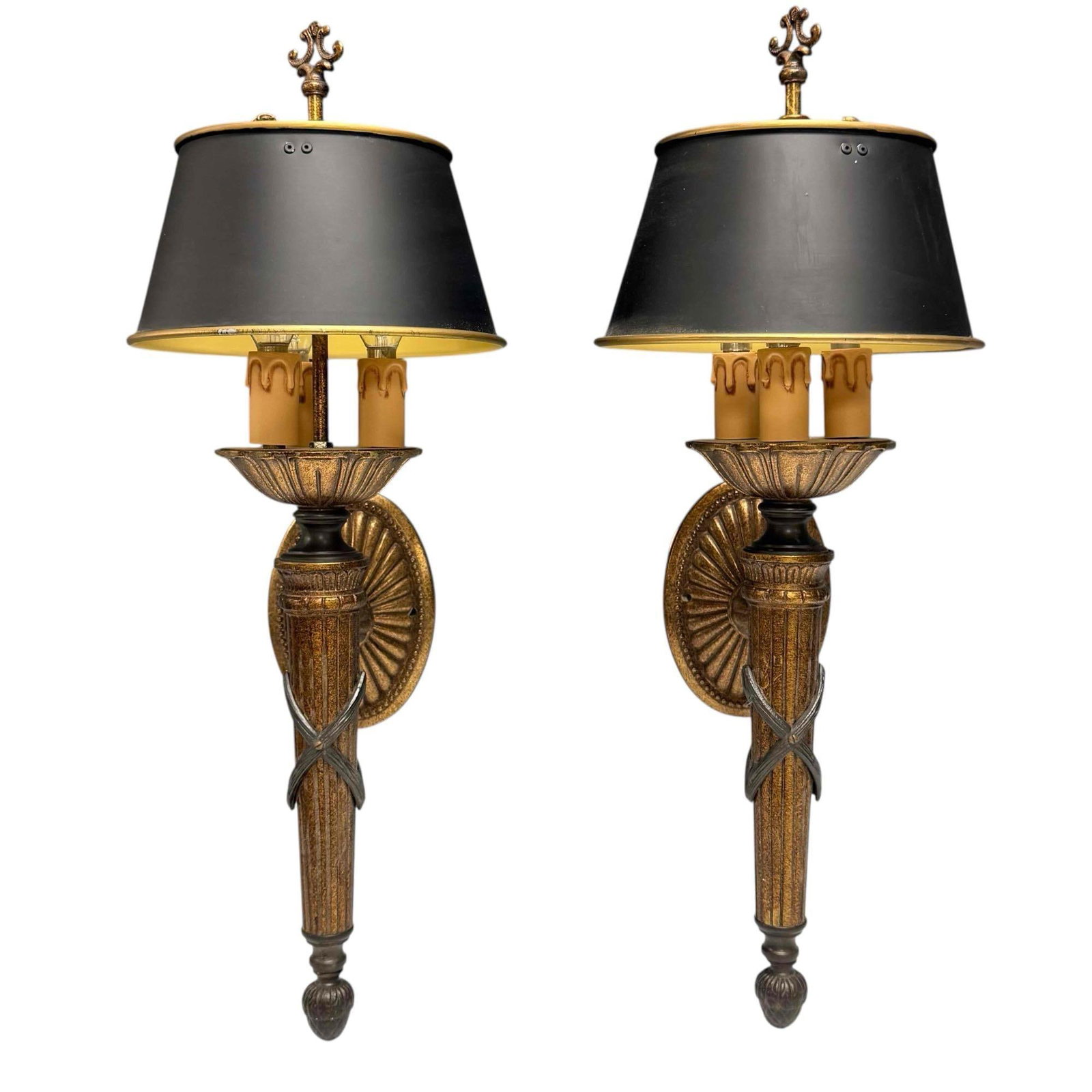French Empire Style Neoclassical Torch Wall Sconces Pair (1 of 19)