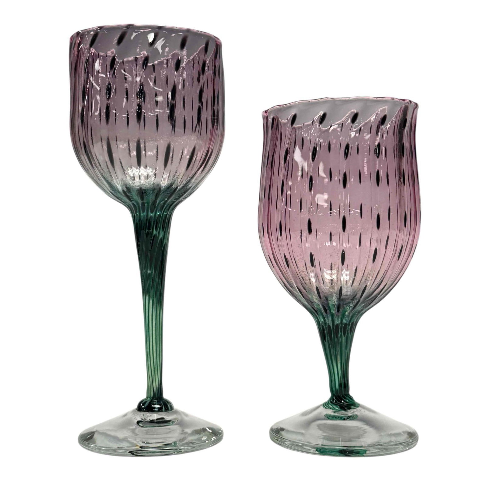 Cam Langley 1948–2013 Watermelon Art Glass Goblets Signed (2) (1 of 14)
