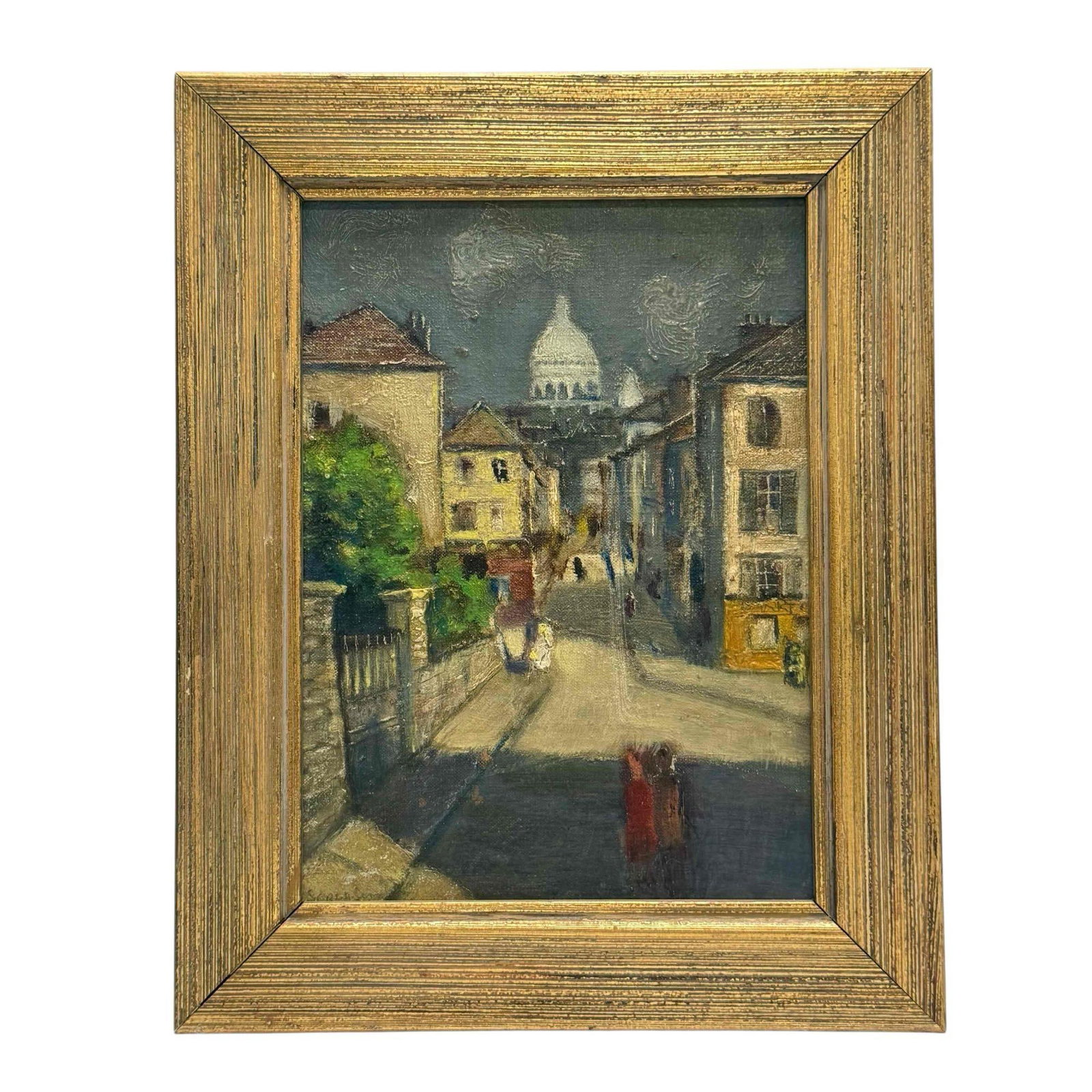 A Fine French Parisian Street Scene Oil on Canvas- Signed (1 of 13)