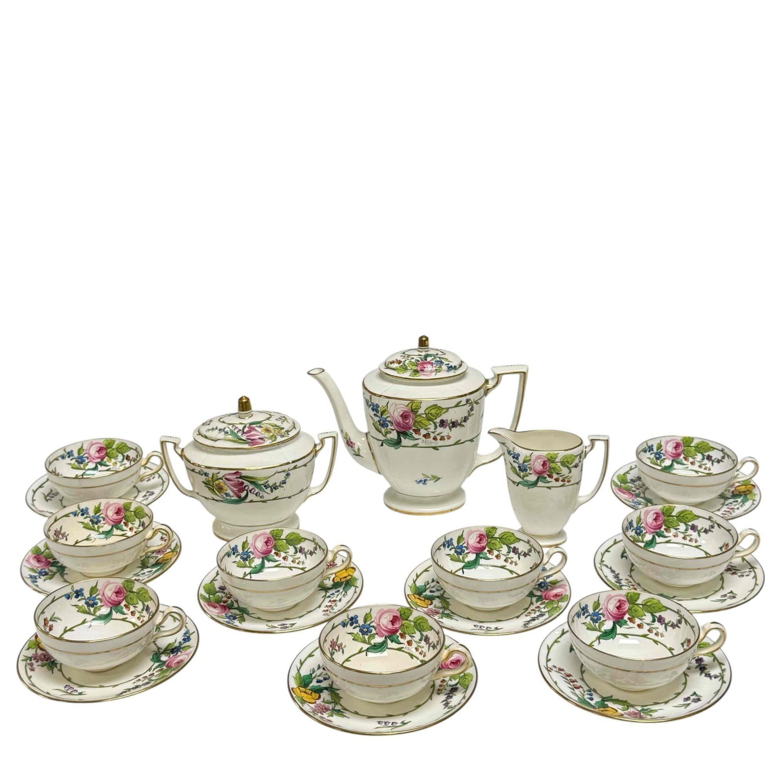 Minton's England Pink Rose Porcelain Tea Set Service for Nine (1 of 20)
