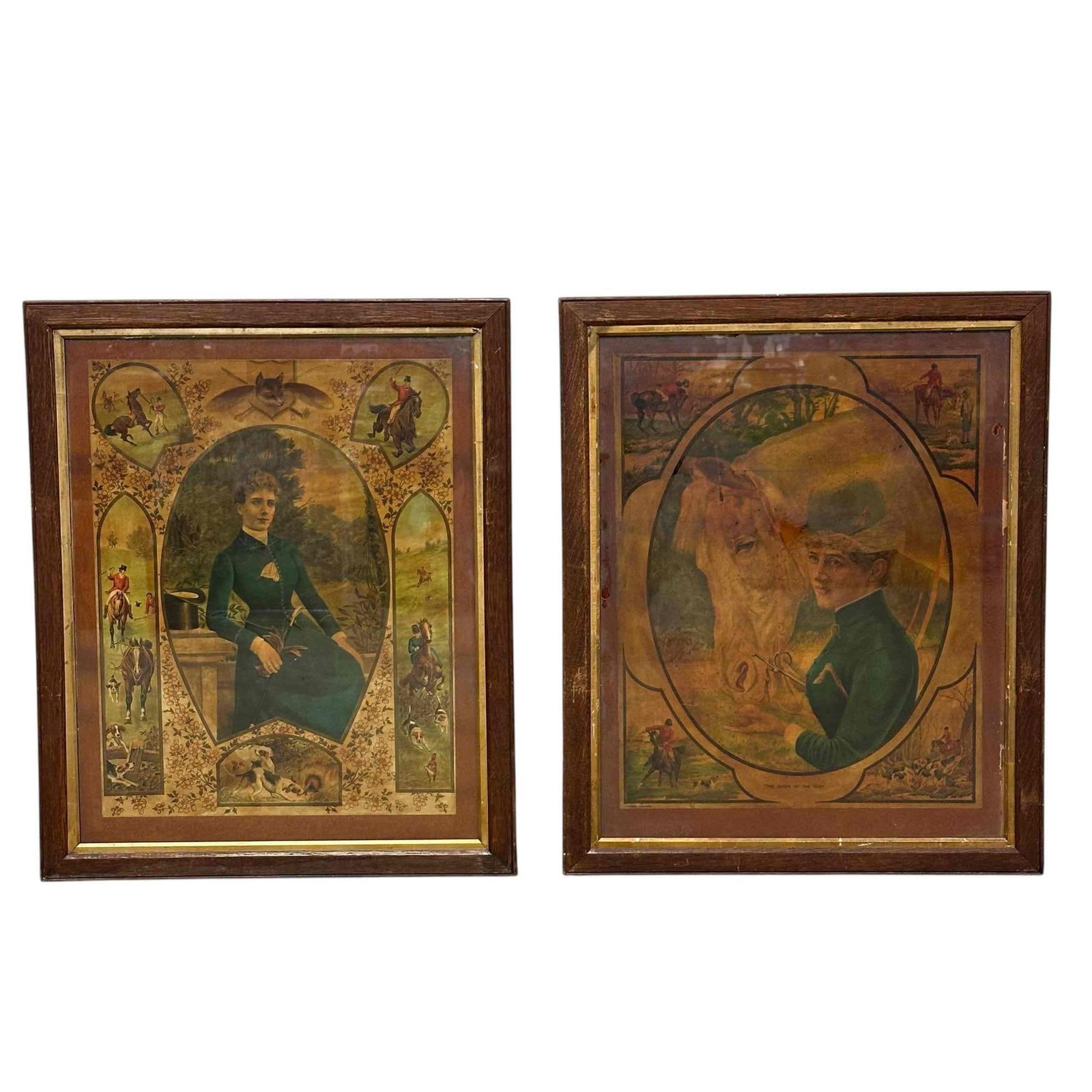 19th Century Fox Hunting Woman Scenes Framed Posters (2) (1 of 17)