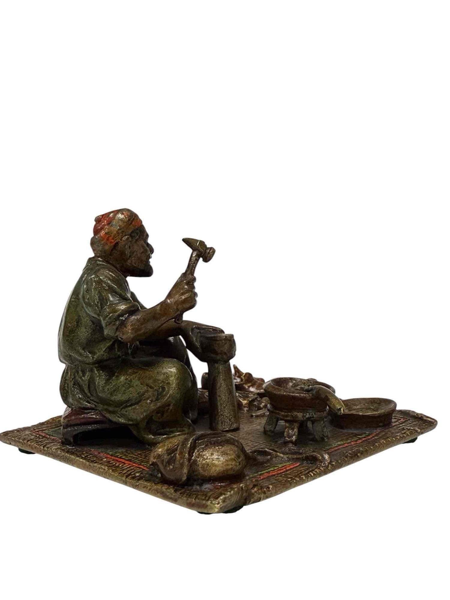 Cold Painted Austrian Bronze "The Cobbler on Carpet" After Franz Bergman (1 of 18)