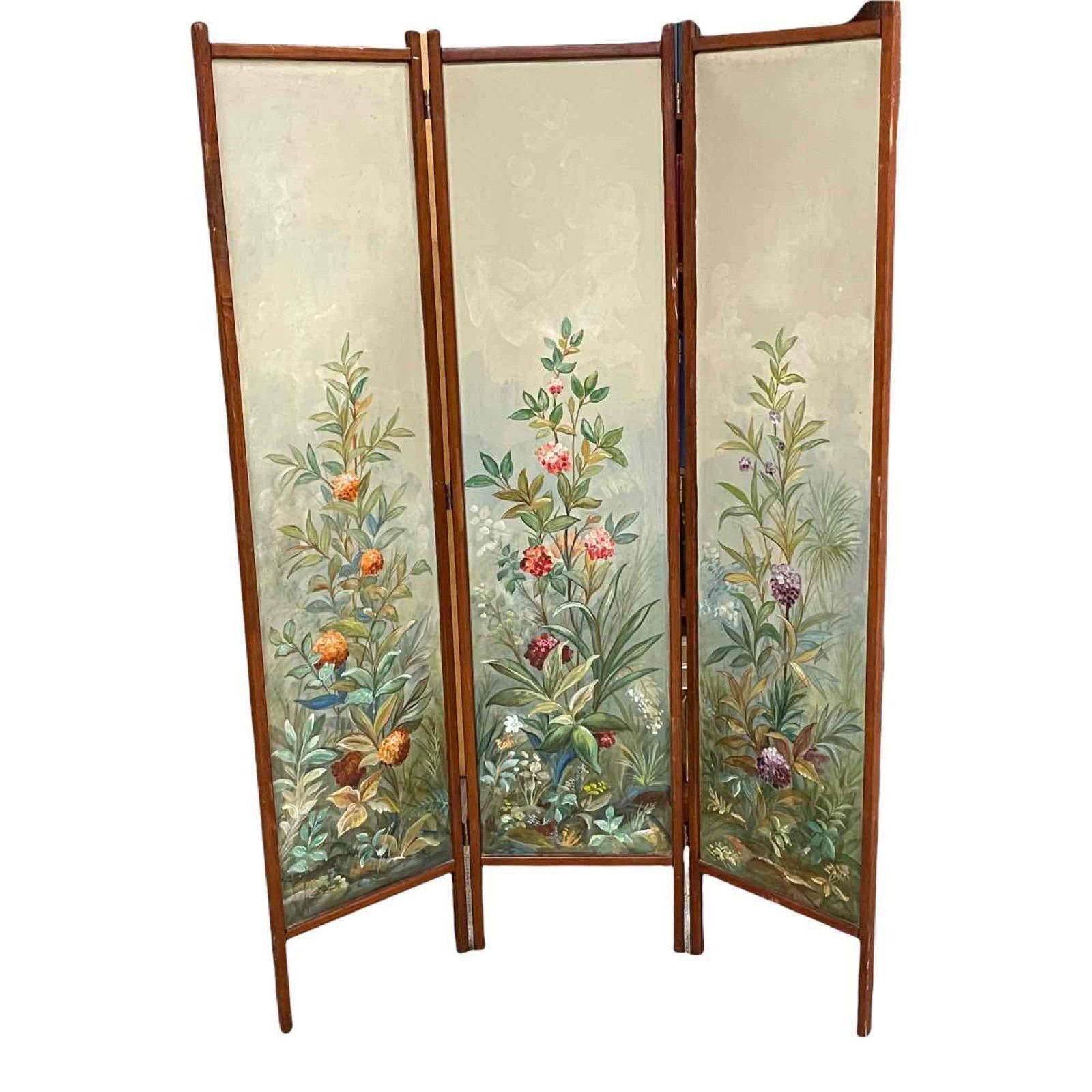 Hand Painted Three Panel Room Divider Screen (1 of 16)