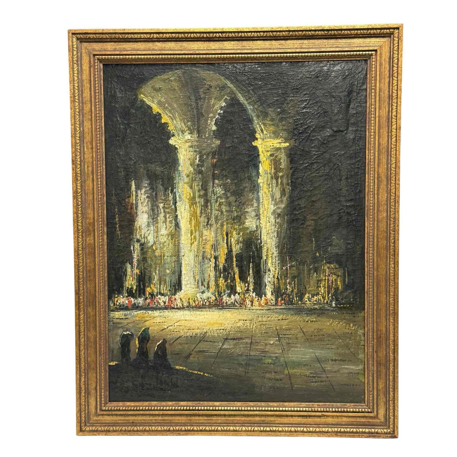 Mid 20th Century Artist Signed Oil on Canvas: Well executed, mid 20th century painting illegible signature in lower left, typical craquelure present as shown, see photos. Measuring approx. 28.5" h x 23" w overall.