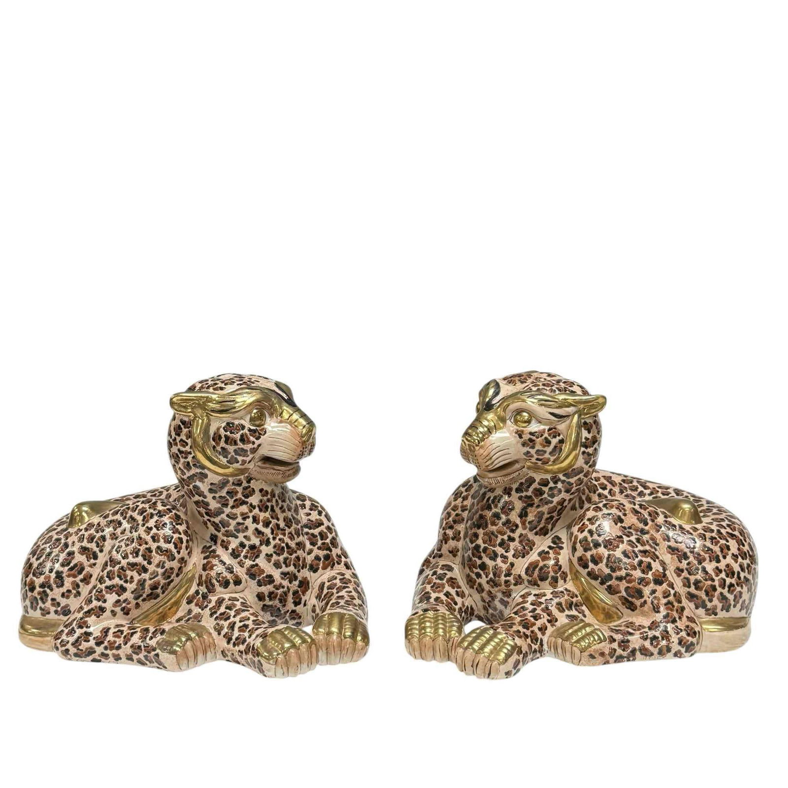 Exceptional Pair of 20th C. Porcelain Leopards - Big Cats (1 of 17)