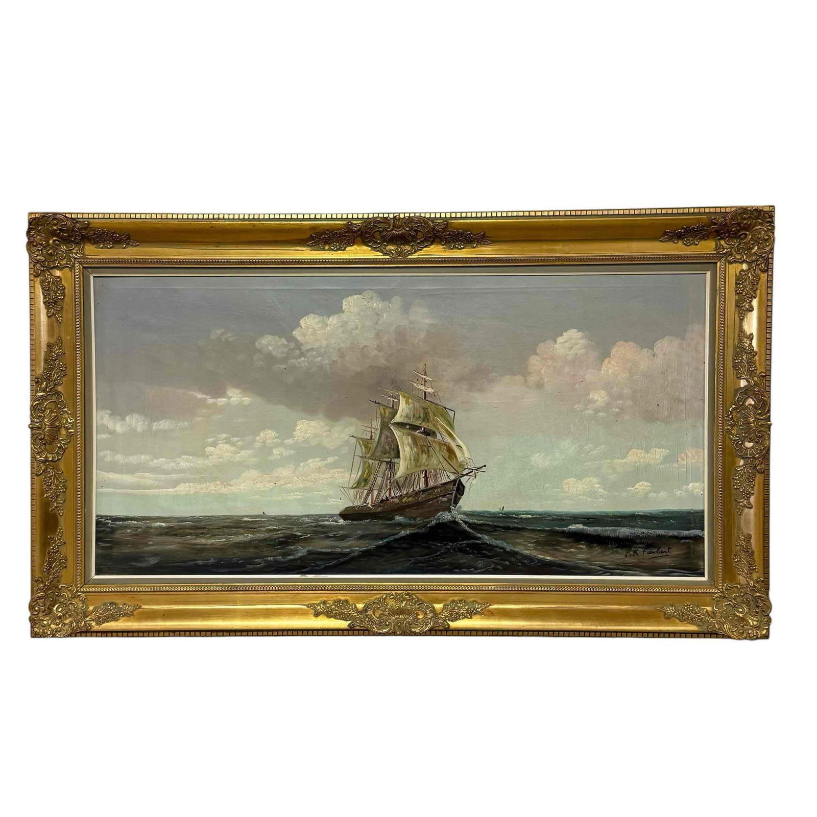 Artist Signed Nautical Seascape with Tall Ship (1 of 11)