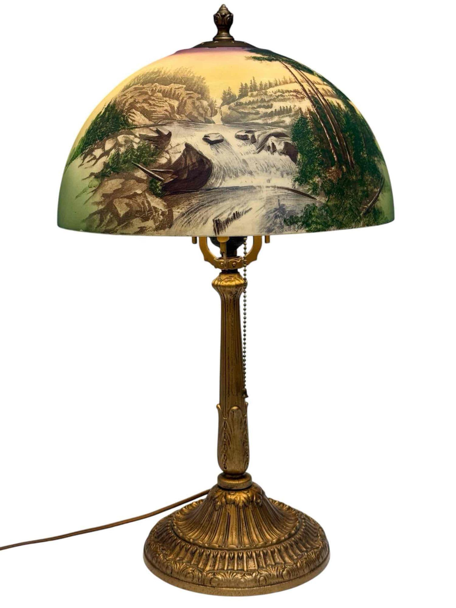 Pittsburgh Lamp Co. with Reverse Painted Glass Shade (1 of 19)