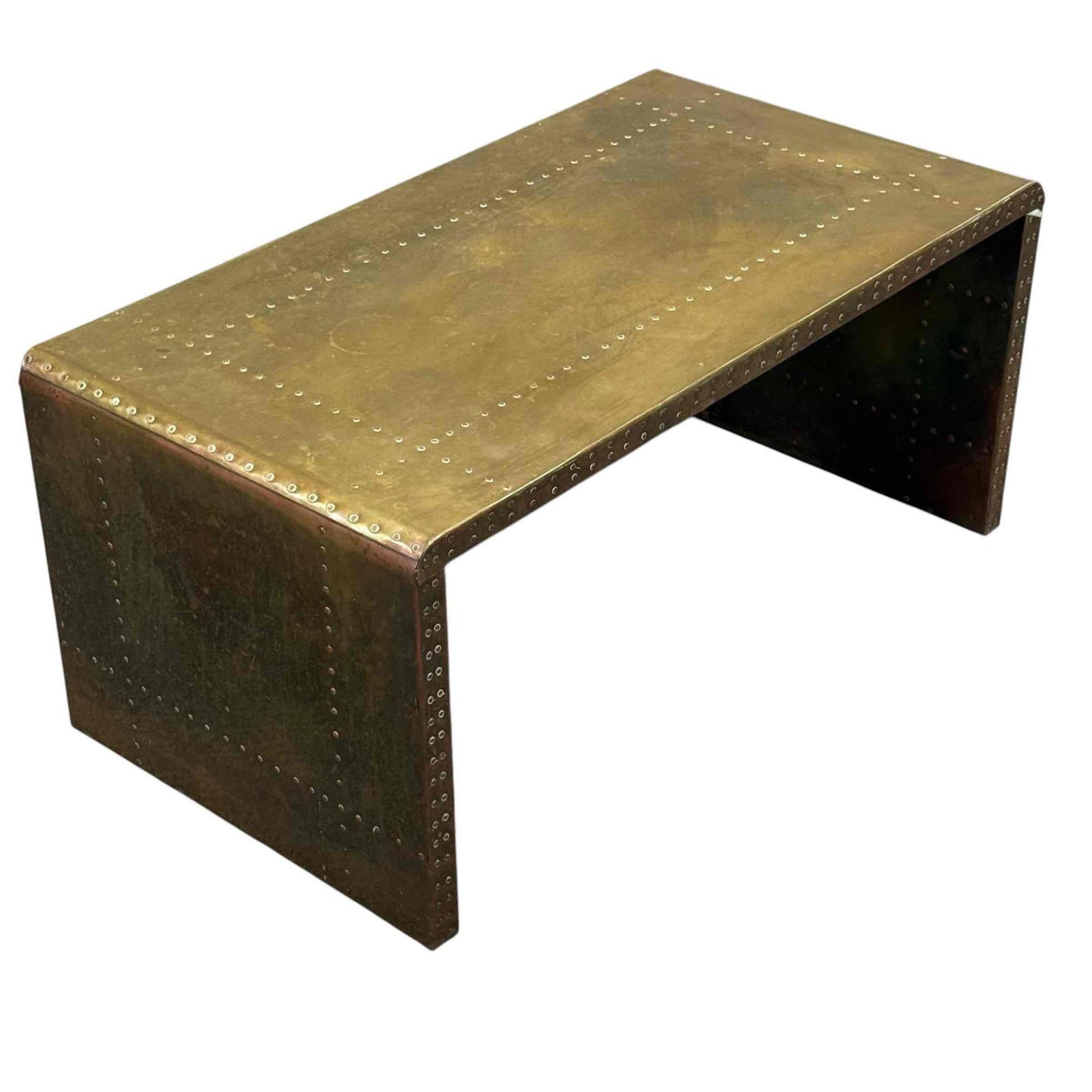 Midcentury Sarreid Style Patinated Brass Waterfall Cocktail Table (1 of 19)