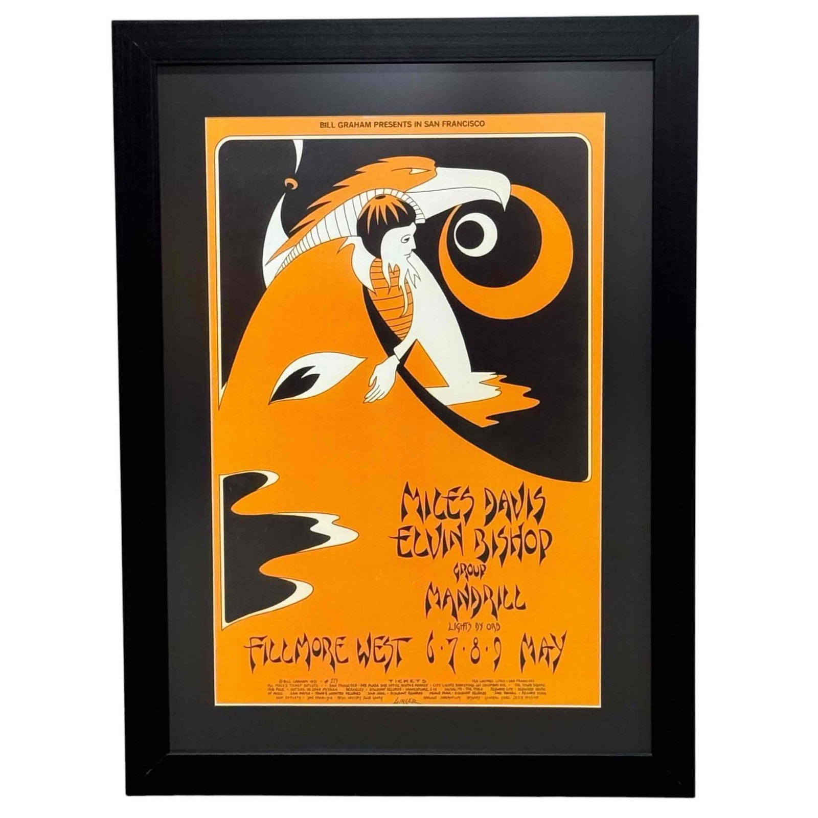 Miles Davis Elvin Bishop Group and Mandrill at Fillmore West Concert Poster (1 of 13)