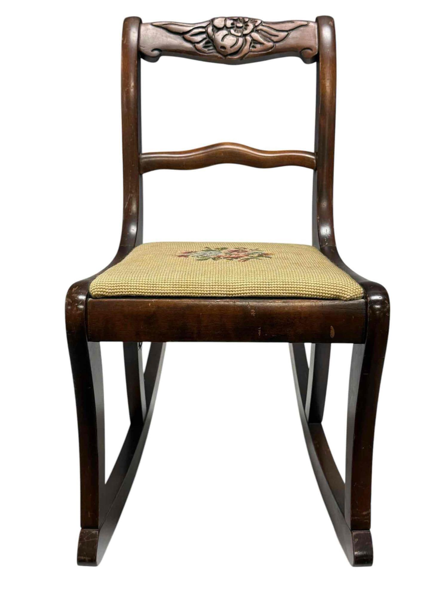 Mahogany Child - Doll Needlepoint Rocking Chair (1 of 11)