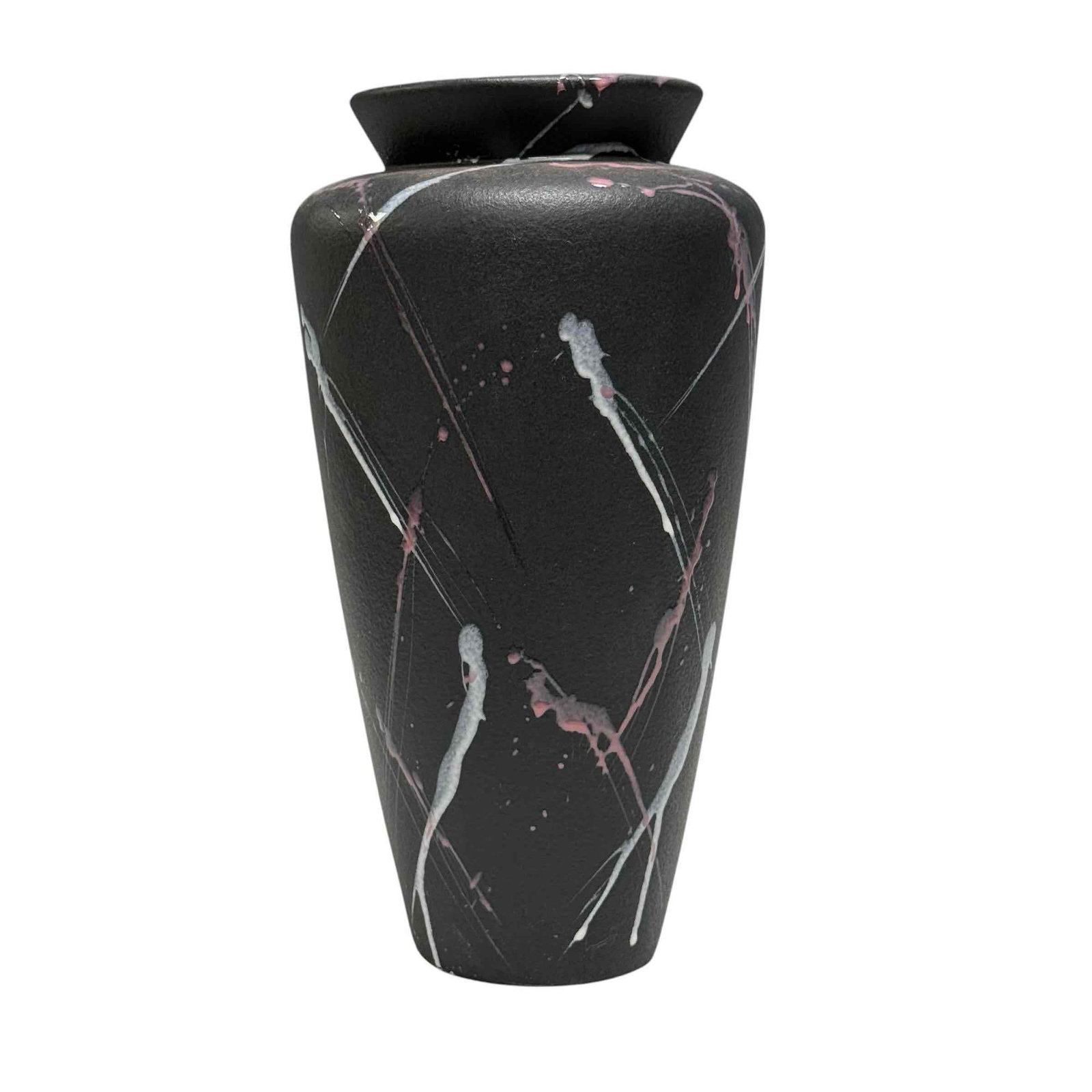 Harris Potteries Postmodern Matte Black Splatter Paint Vase (1 of 13)